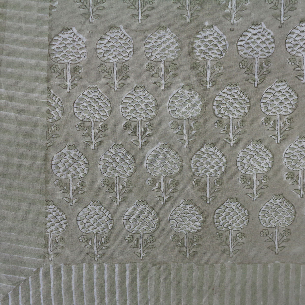 Wood Block Printed Handmade Tablecloth 150x220 cms Sandstone Grove 202410