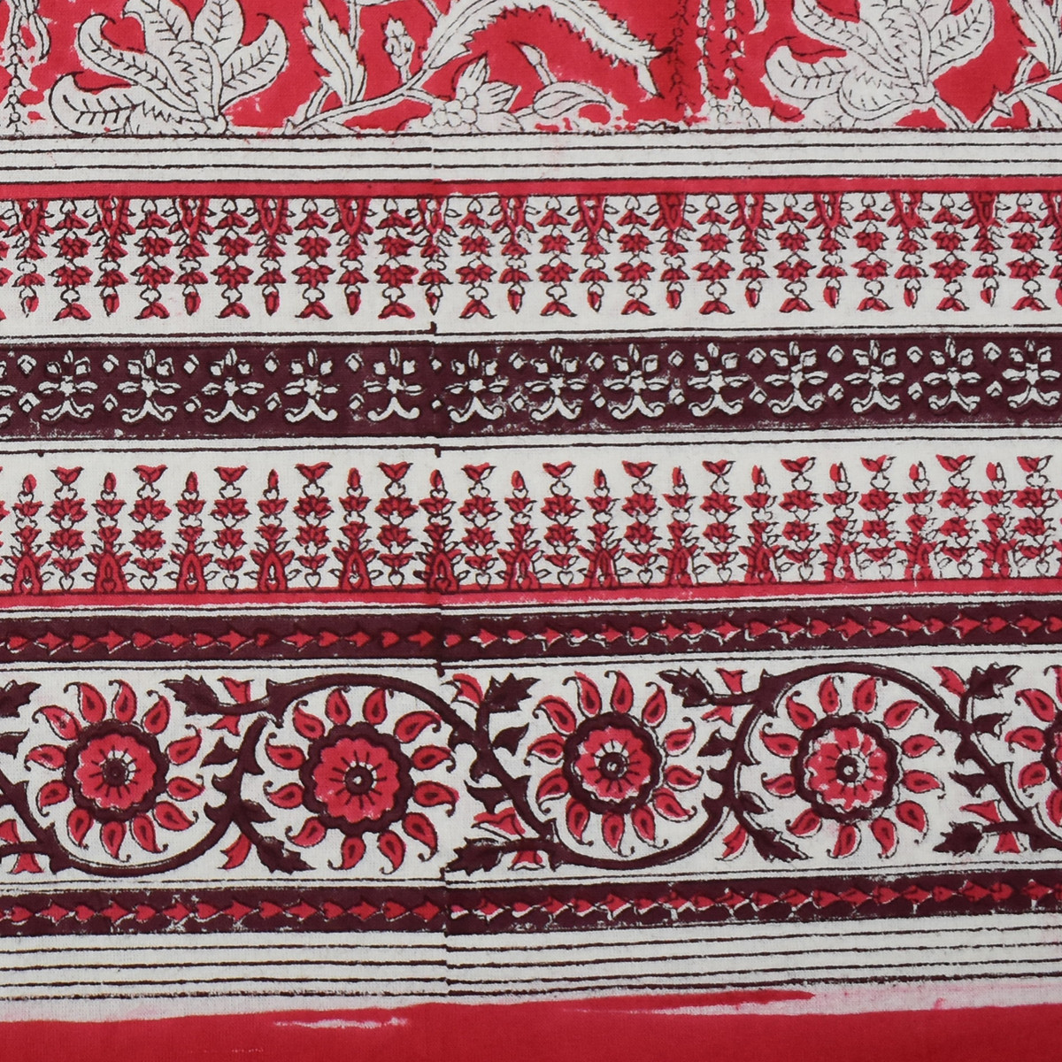Wood Block Printed Handmade Tablecloth 150x220 cms  Wild Flower Christmas 202515