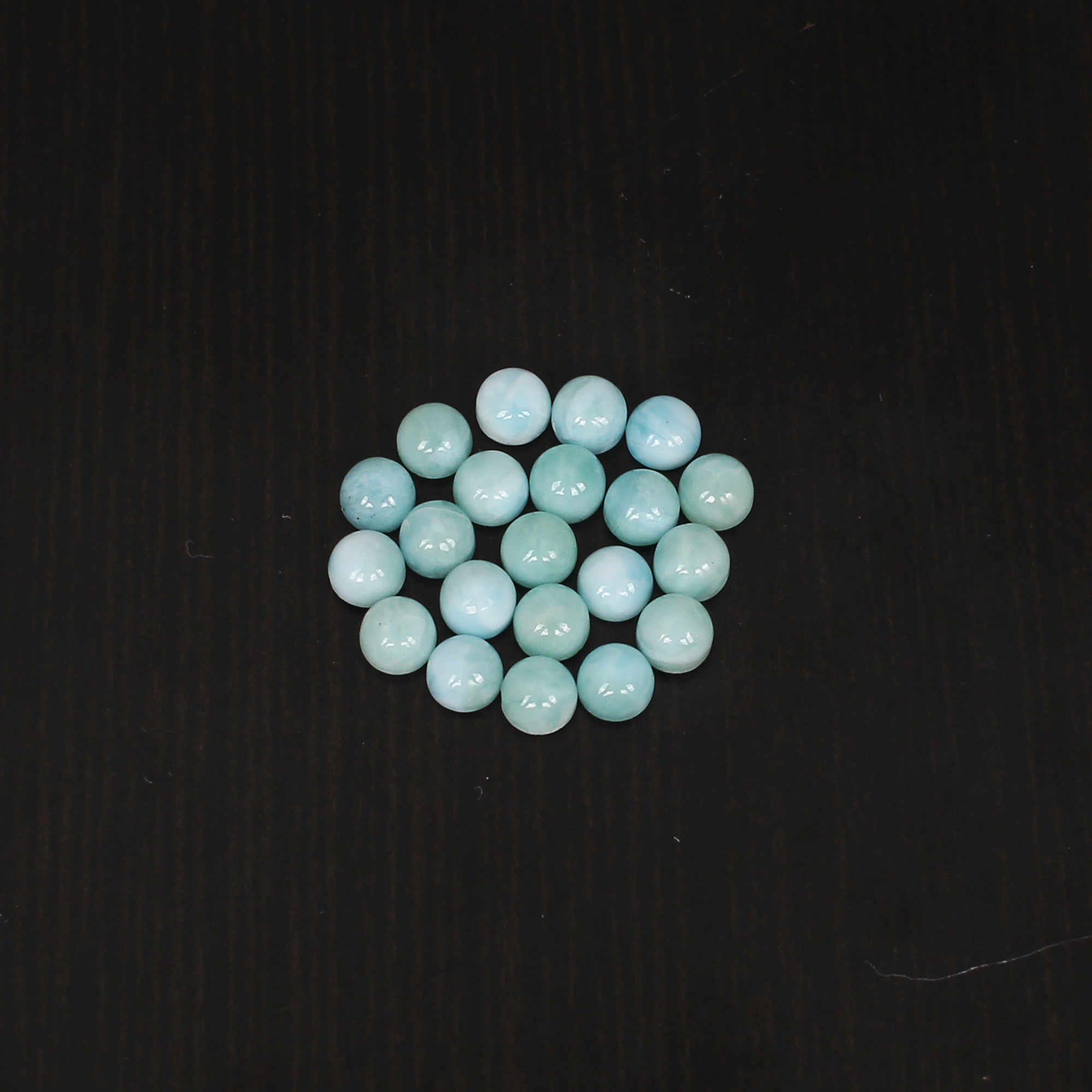 Natural Larimar 4mm Round Cab 8Cts Lot