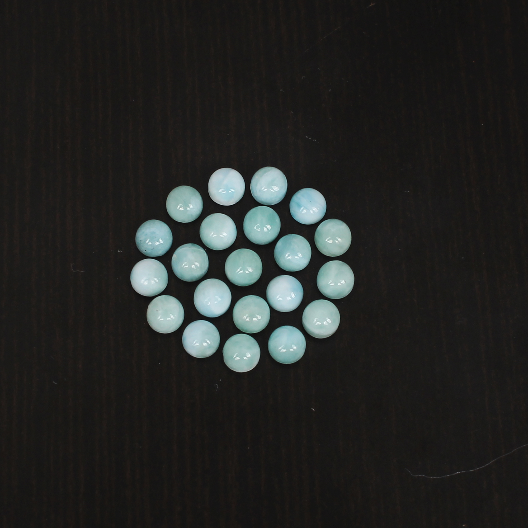 Natural Larimar 4mm Round Cab 8Cts Lot