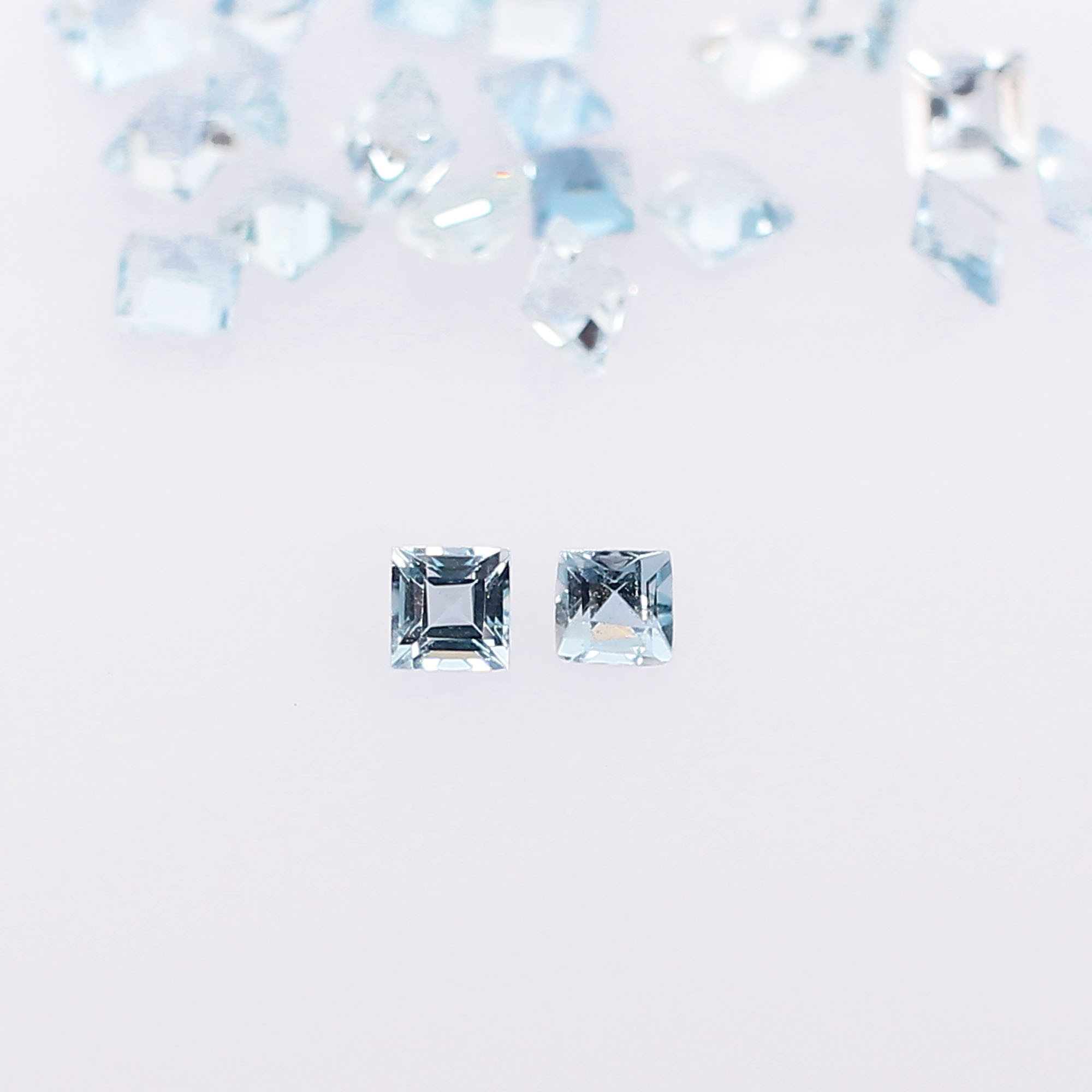 Natural Brazilian Aquamarine 3x3mm Square Cut 545 Cts 40 Pcs Gemstone Lot For Making Jewelry