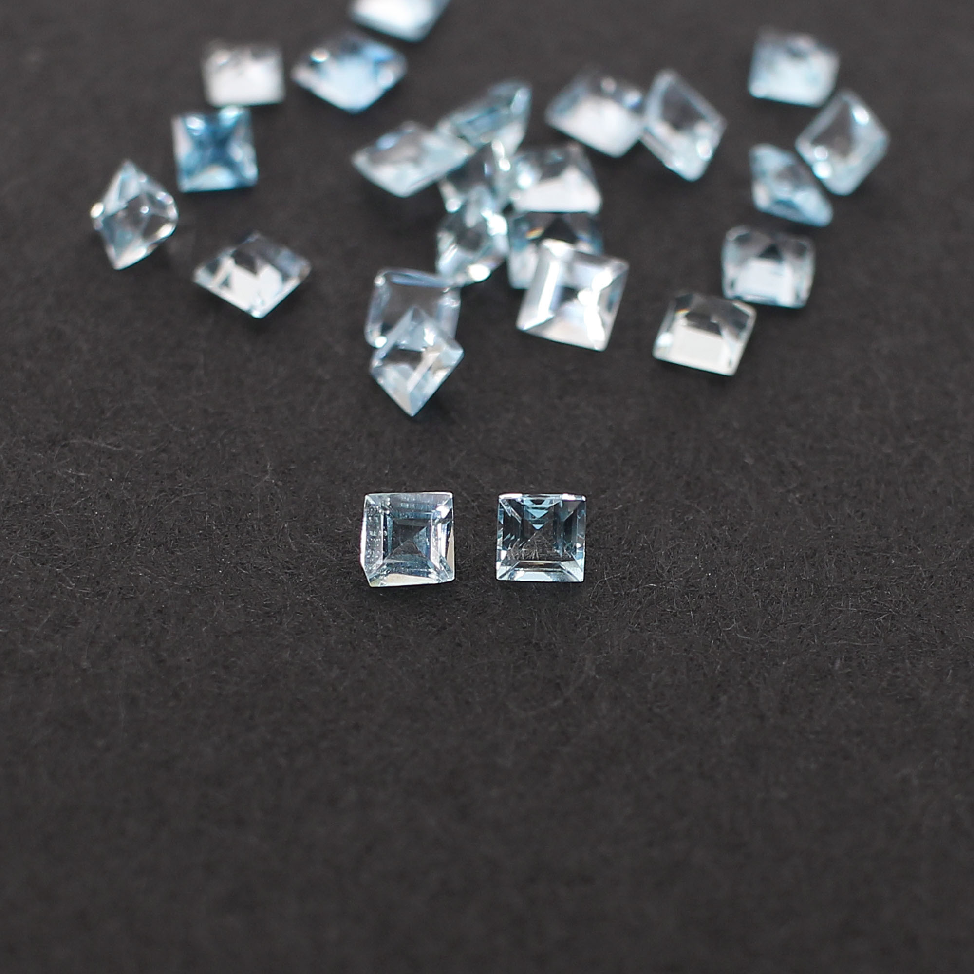 Natural Brazilian Aquamarine 3x3mm Square Cut 545 Cts 40 Pcs Gemstone Lot For Making Jewelry
