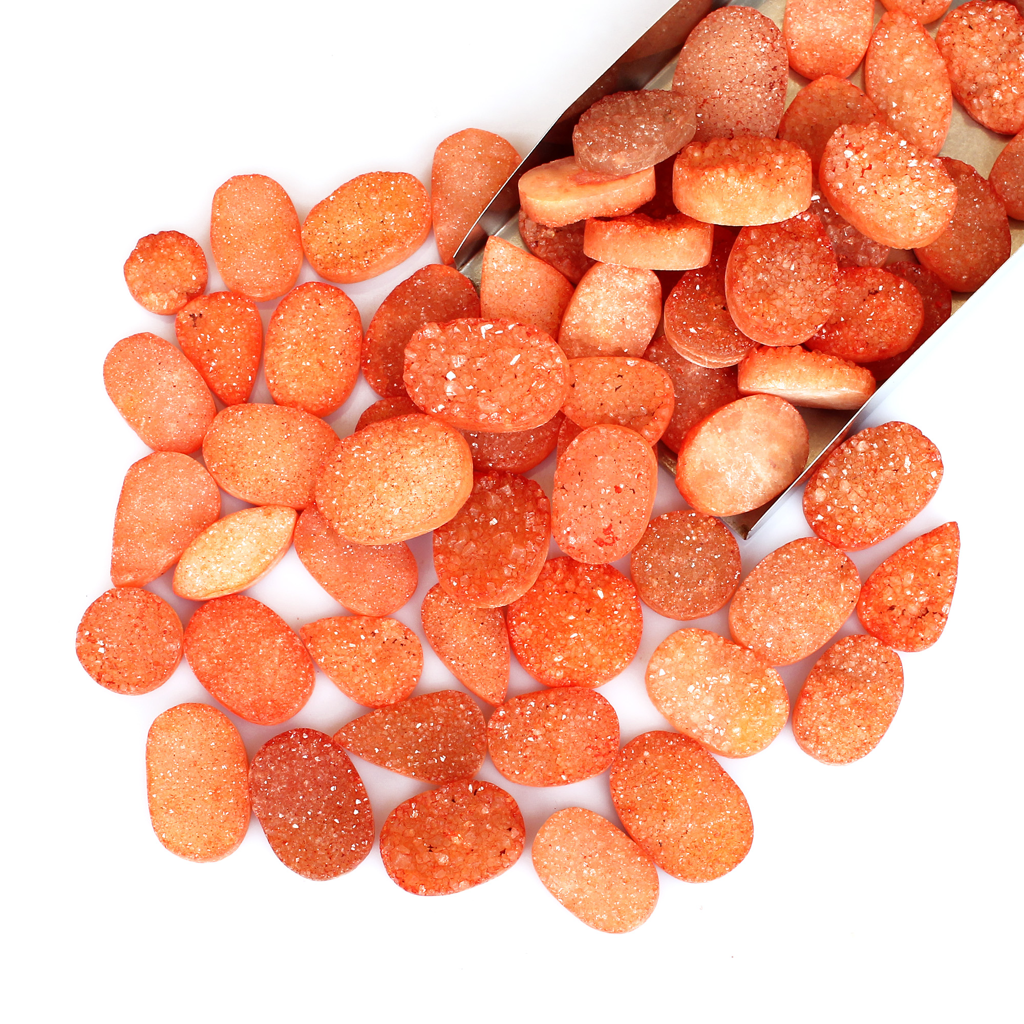Orange Color Coated Druzy Uneven Shape 504gram Wholsale Lot