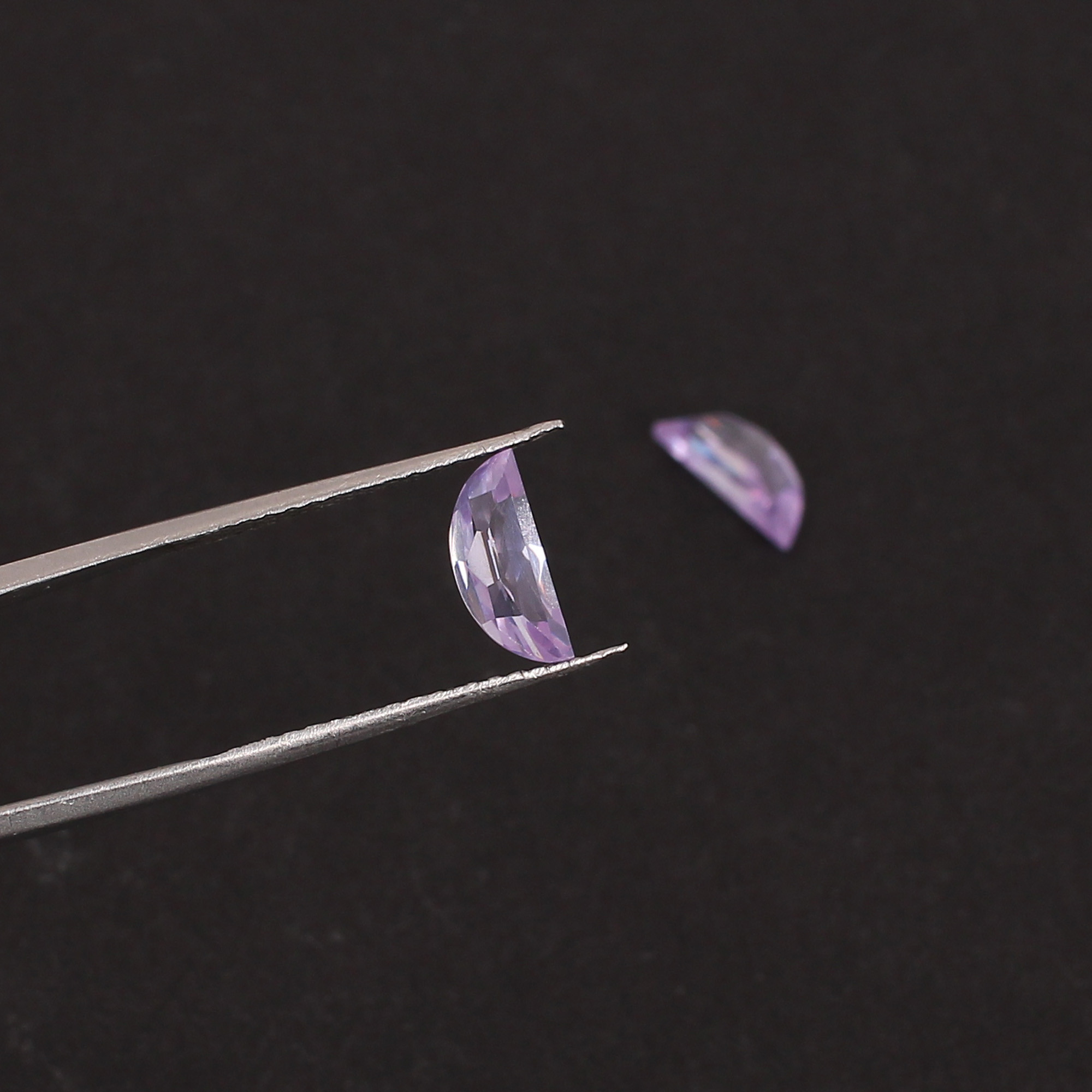 Lavender CZ 10x4mm D Shape 470 Cts 1 Pair Gemstone For Making Earring
