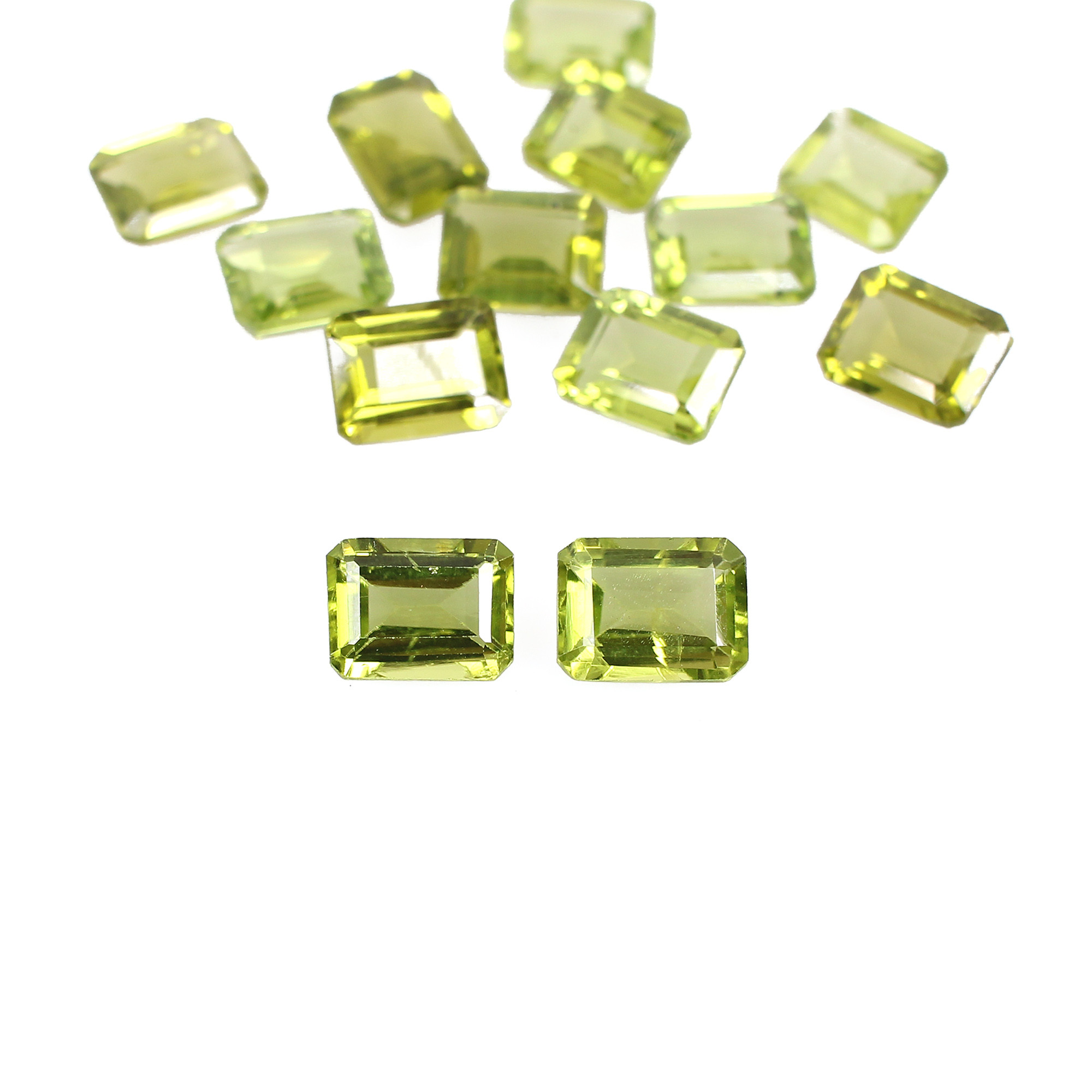 Natural 8x6mm Octagon Cut Peridot 191 Cts Loose Oval Gemstone for Jewelry Making Gemstone For Ring Earrings
