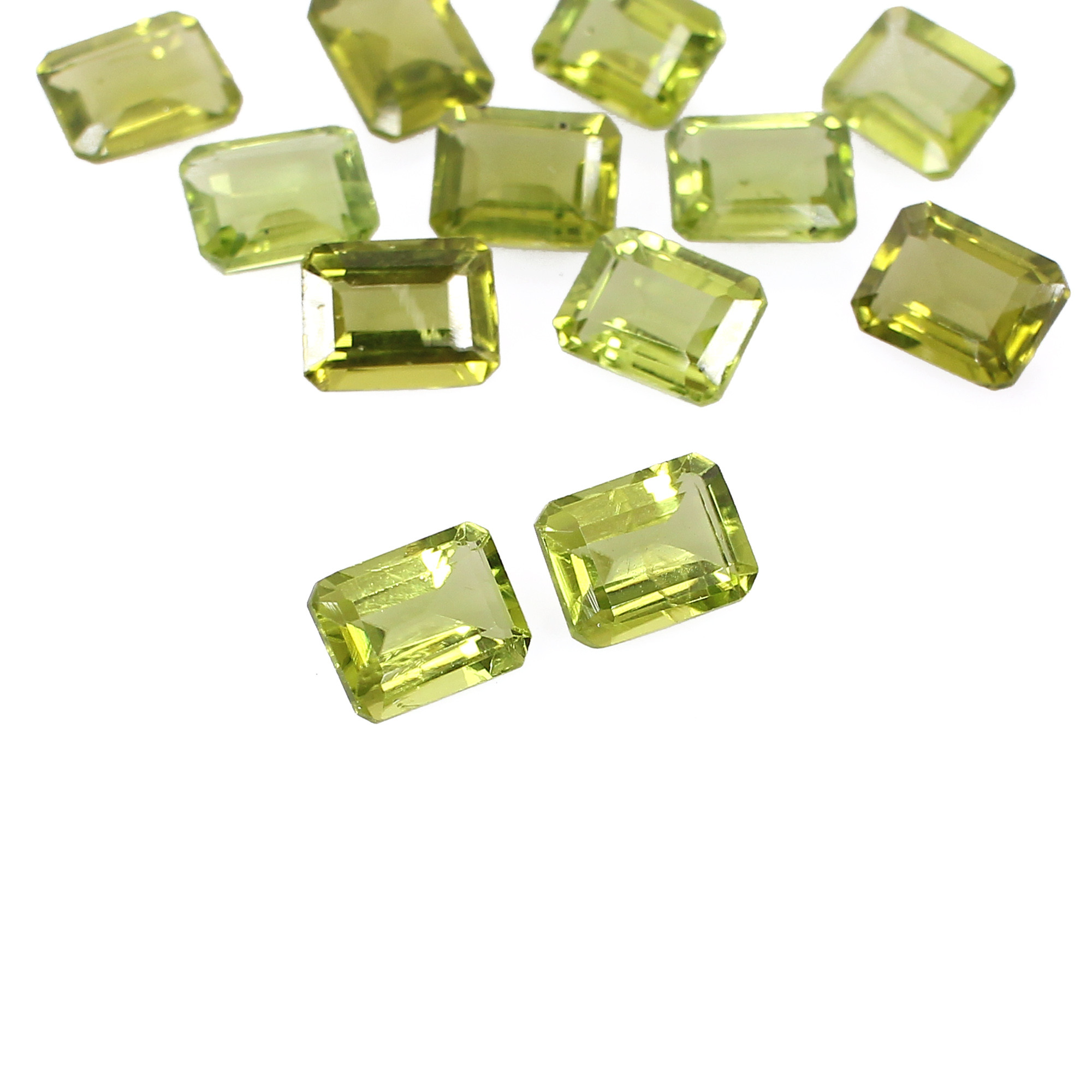 Natural 8x6mm Octagon Cut Peridot 191 Cts Loose Oval Gemstone for Jewelry Making Gemstone For Ring Earrings