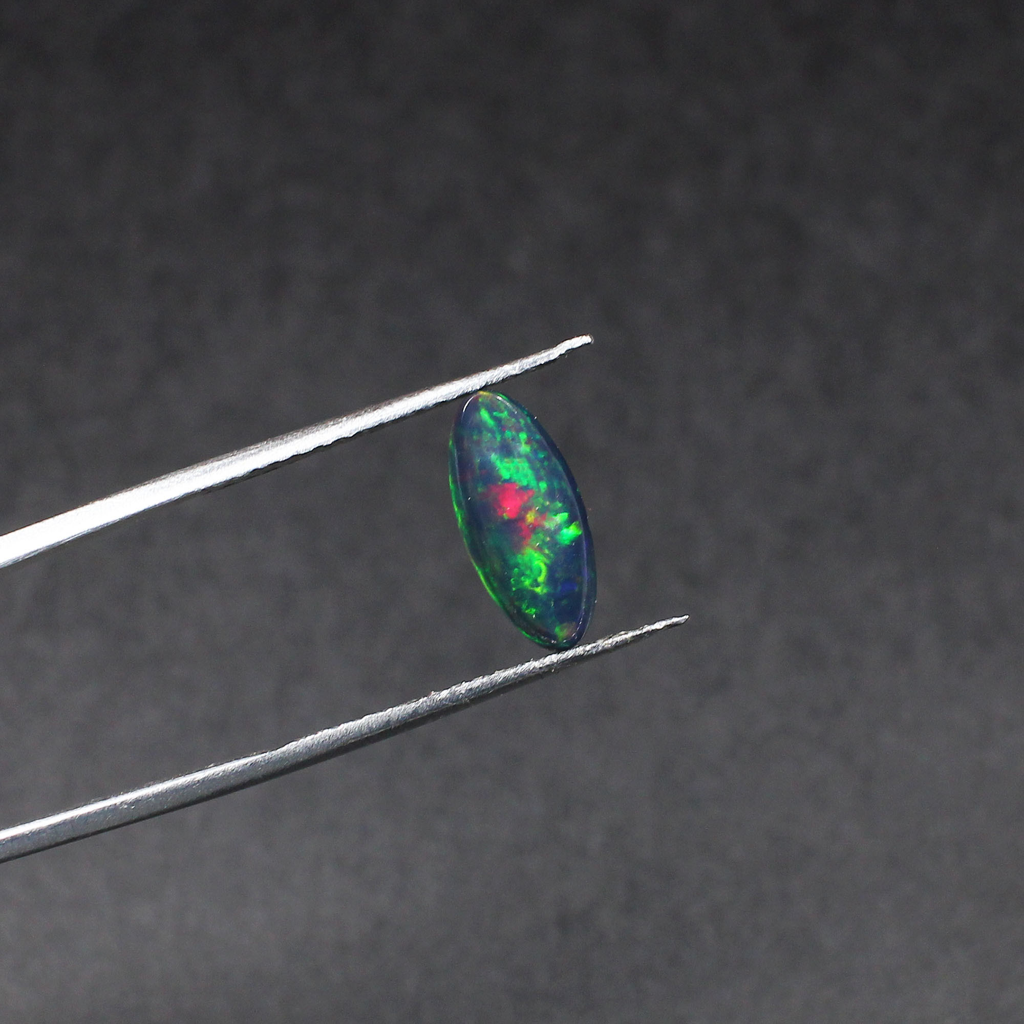 Natural Black Multi Fire Opal 12x6mm Oval Cabochon 120 Cts Gemstone For Making Jewelry