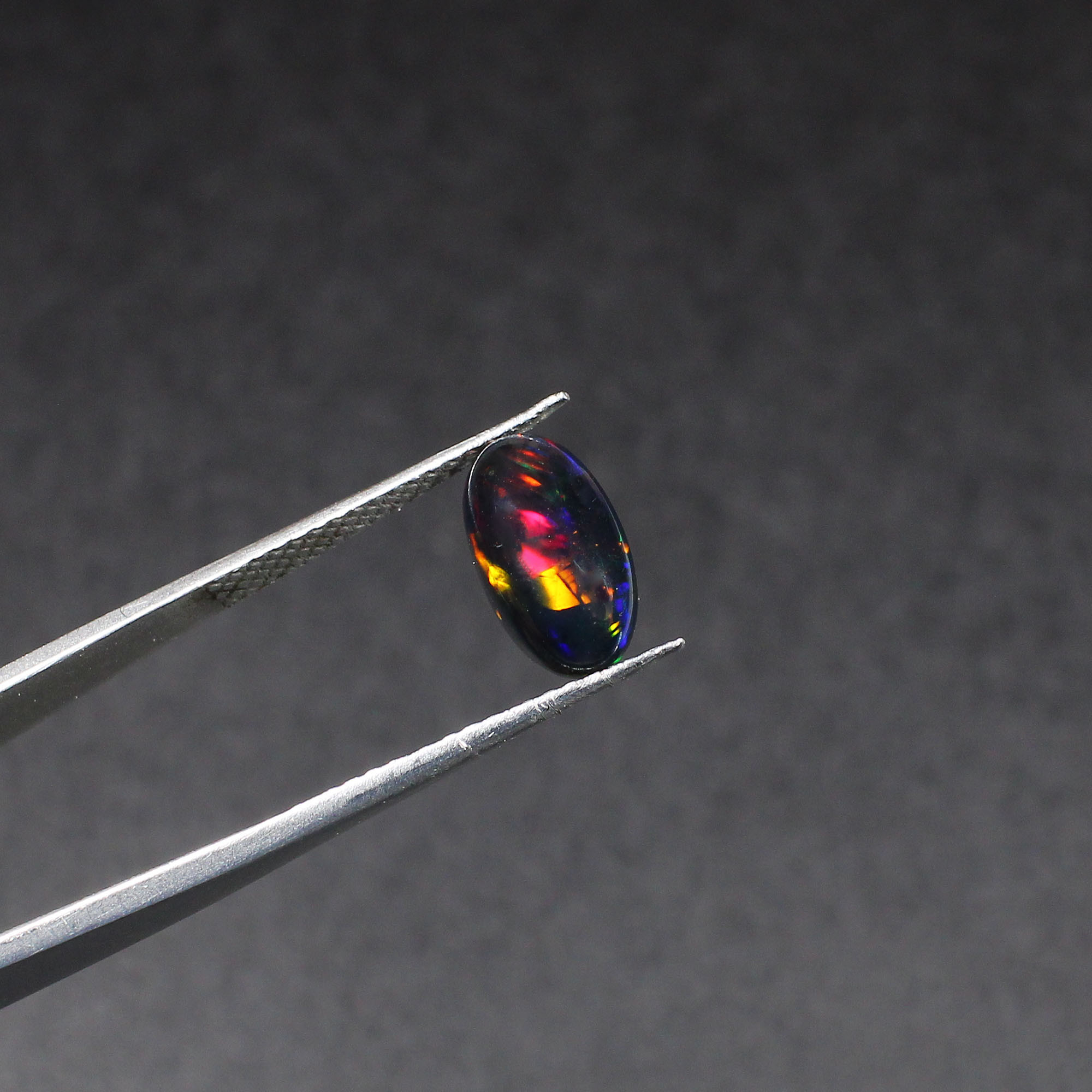 Natural Black Multi Fire Opal 12x7mm Oval Cabochon 165 Cts Loose Gemstone for Jewelry Making