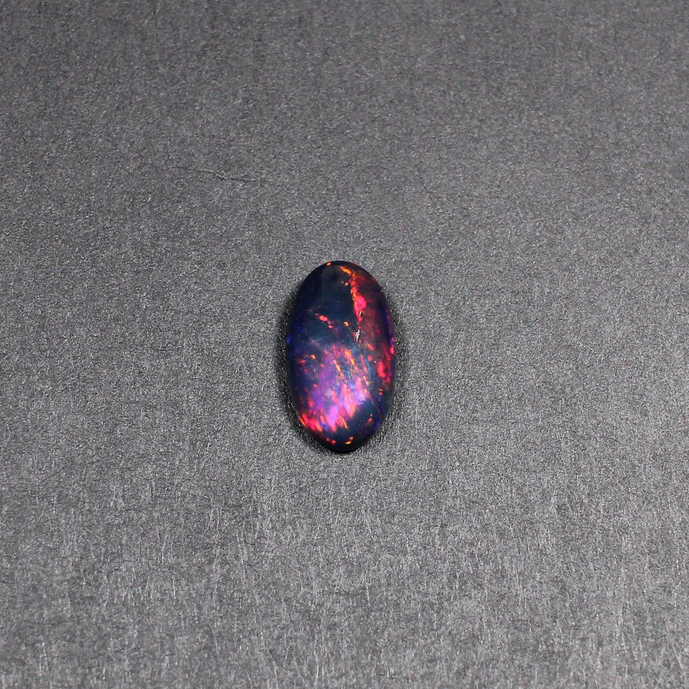 Image of Natural Black Multi Fire Opal 14x8mm Oval Cabochon 2.10 Cts Loose Gemstone for Jewelry Making