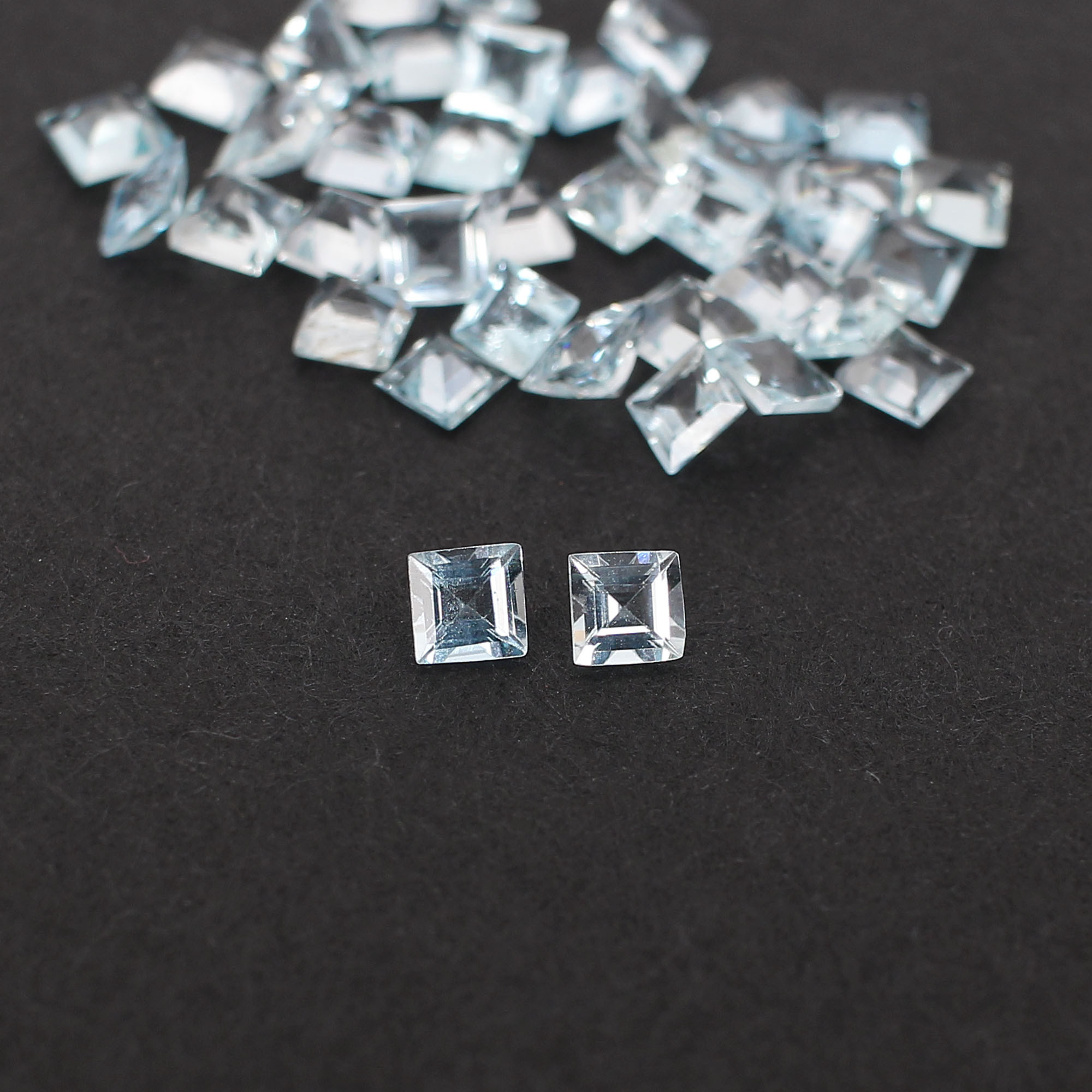 Natural Brazilian Aquamarine 25x25mm Square Cut 500 Cts 65 Pcs Gemstone Lot For Making Jewelry
