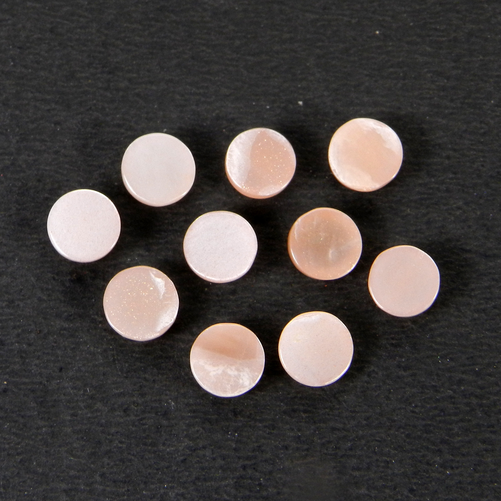 10 Pcs Peach Moonstone 6x6mm Round Cabochon 11.05 Cts Wholesale Lot