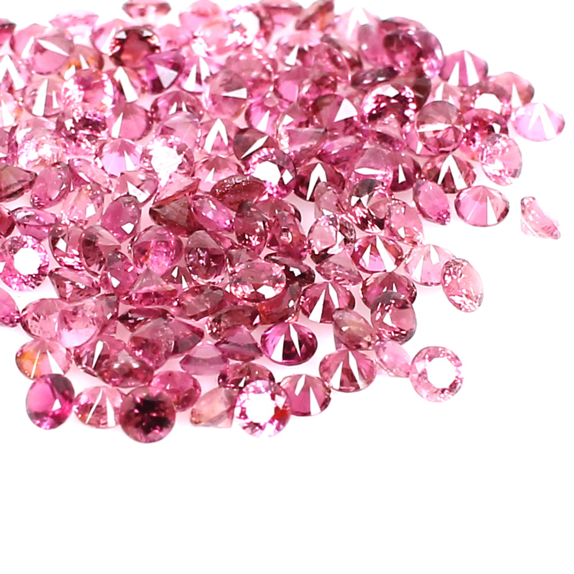 Natural Pink Tourmaline 3mm Round Diamond Cut 1cts