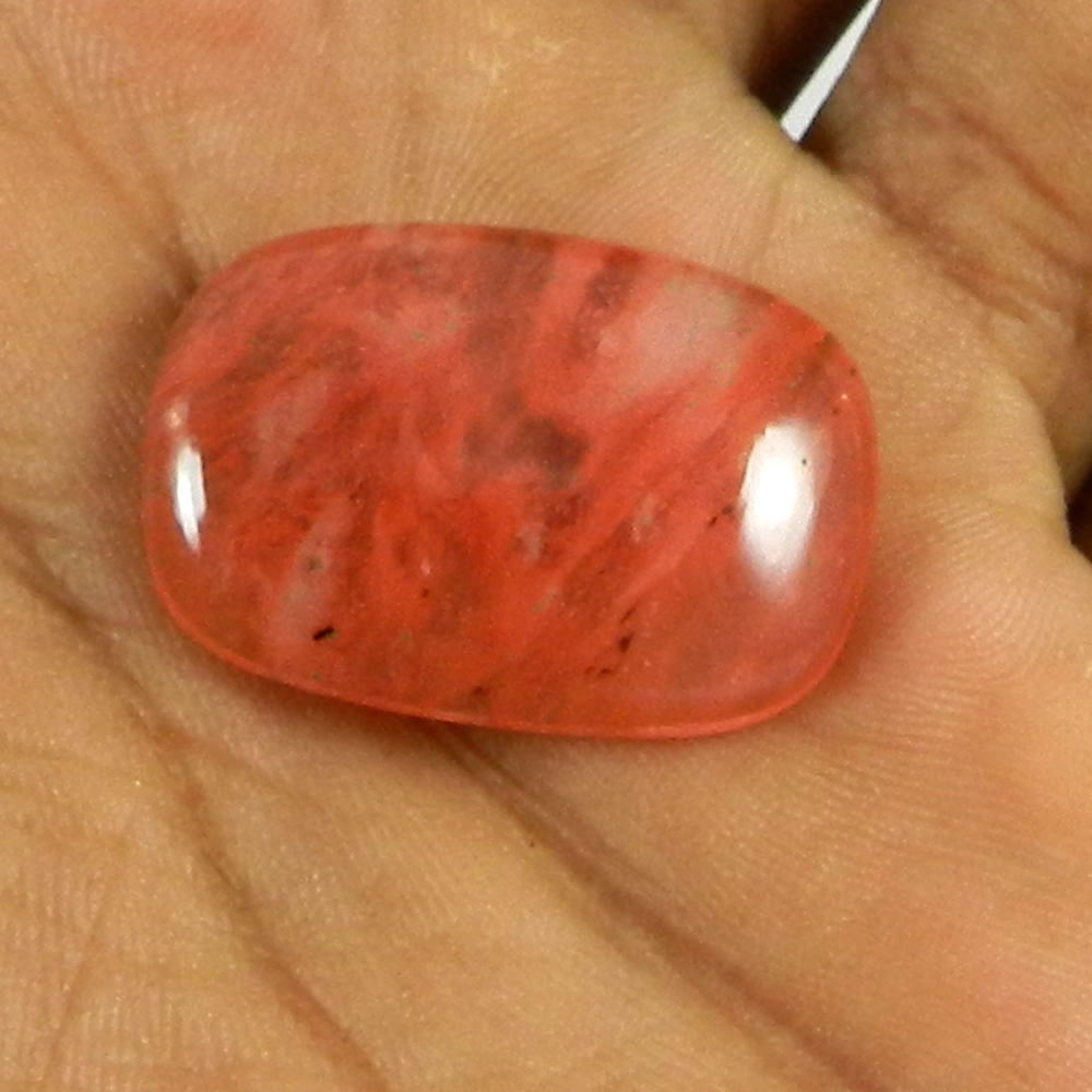 Cherry Crackle Glass 28x20mm Rectangle Cabochon 22.25 Cts