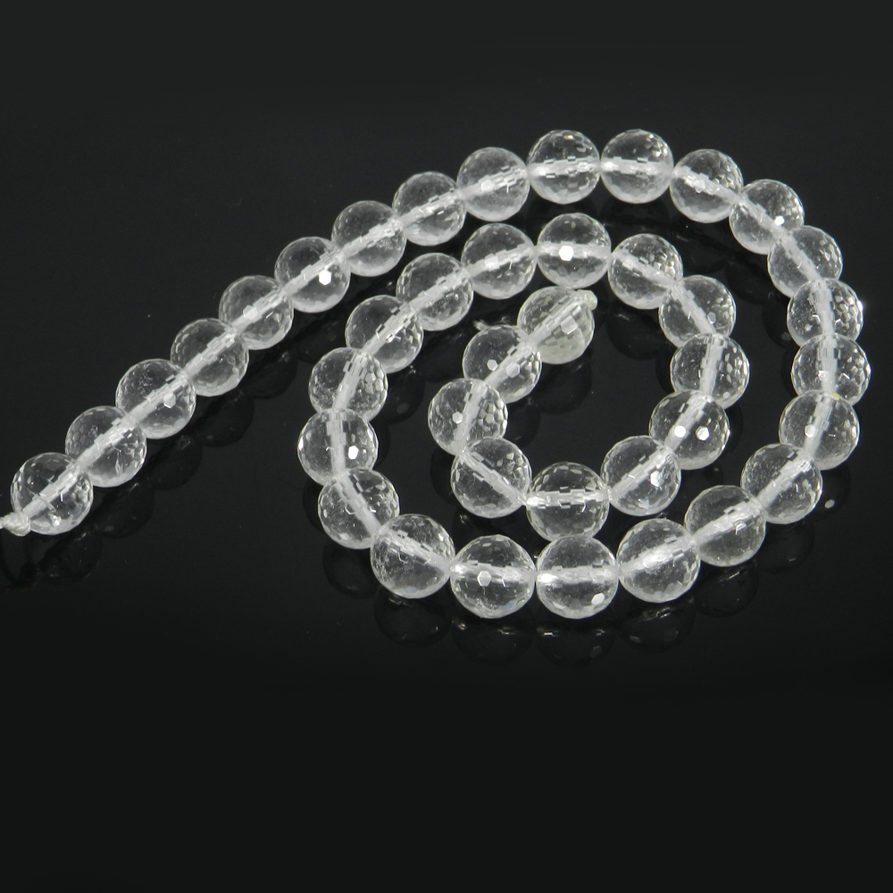 Crystal Quartz 10mm 15 Inch Faceted Round Beads 29380 Cts