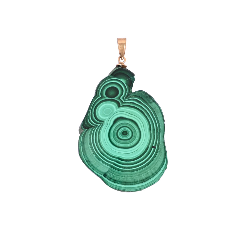 Image of Natural Malachite Stalactite Brass  25.2 gm Unique Green Stone Pendant