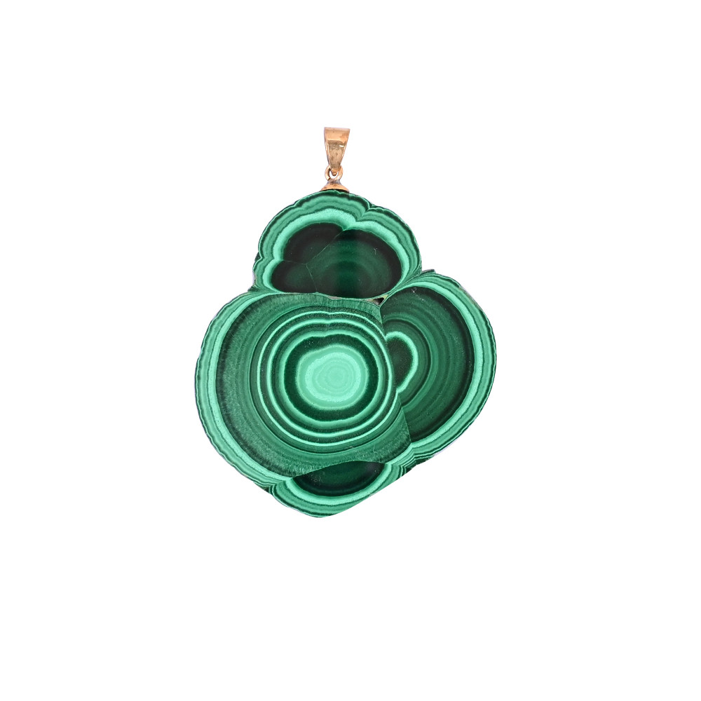 Image of Natural Malachite Stalactite Brass 22.2 gm Unique Stone Jewelry for Pendant