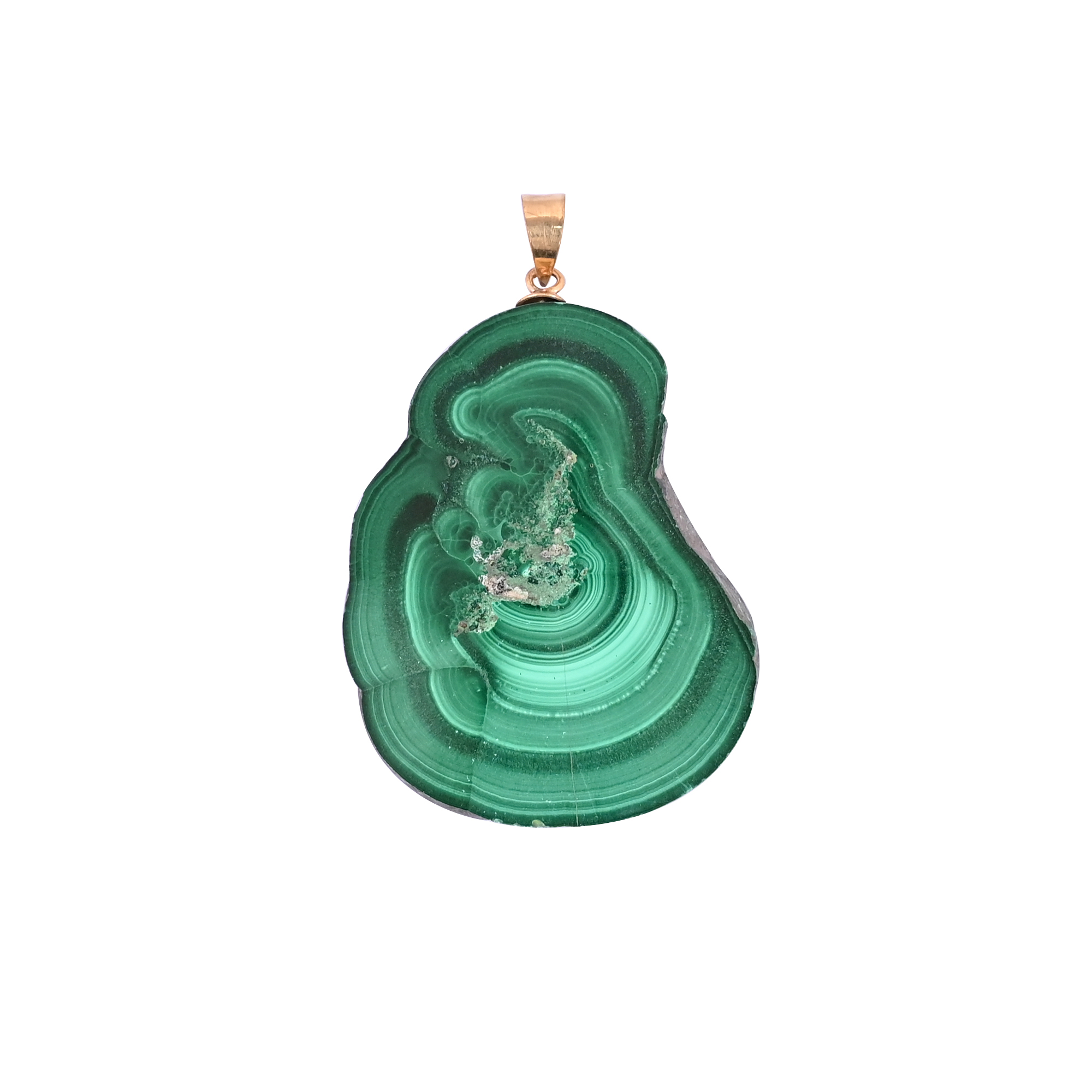Natural Malachite Stalactite Brass 241 gm Unique Green Stone Pendant
