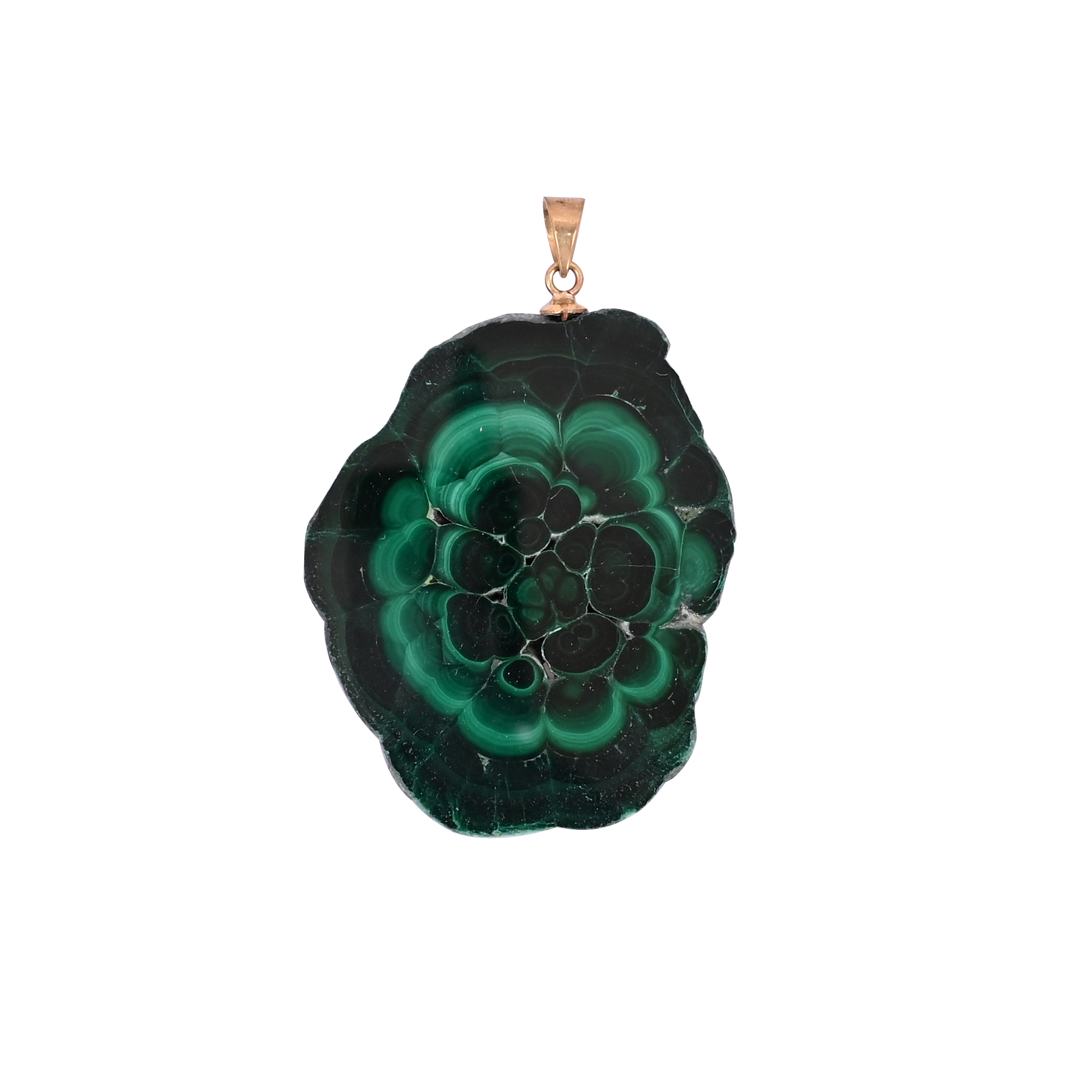 Natural Malachite Stalactite Brass Pendant 263 gm Unique Stone Jewelry