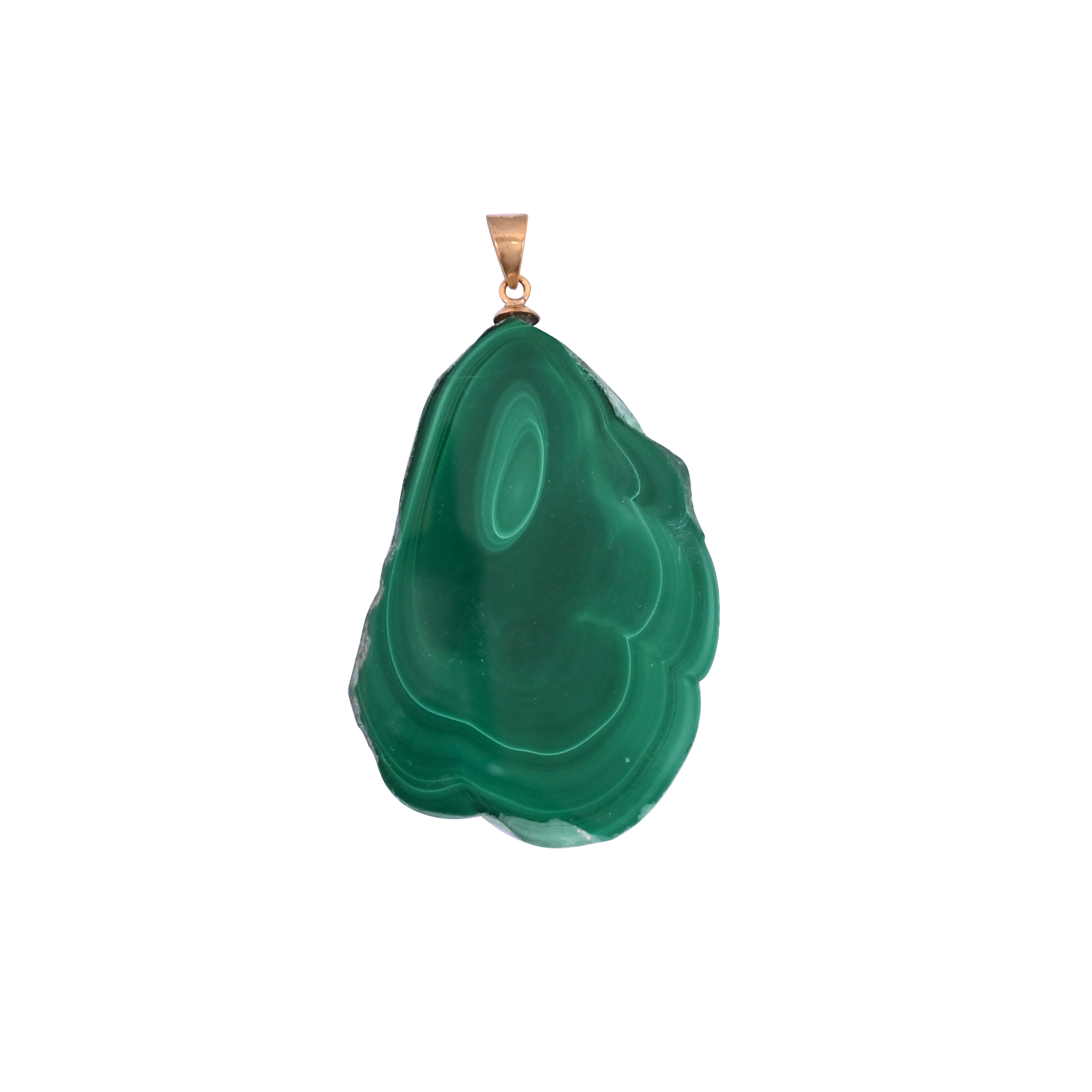 Natural Malachite Stalactite Brass 315 gm Unique Green Stone Pendant