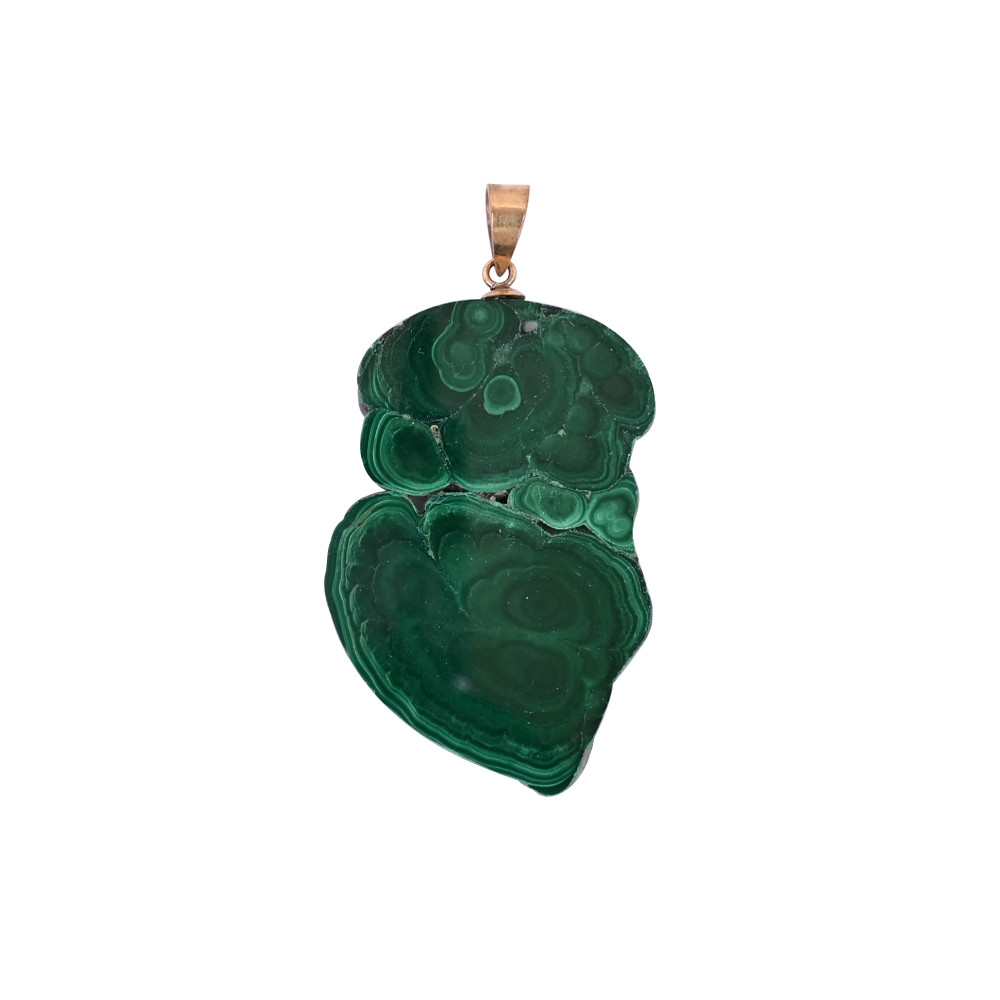 Image of Natural Malachite Stalactite Brass Pendant 17.4 gm Unique Stone Jewelry