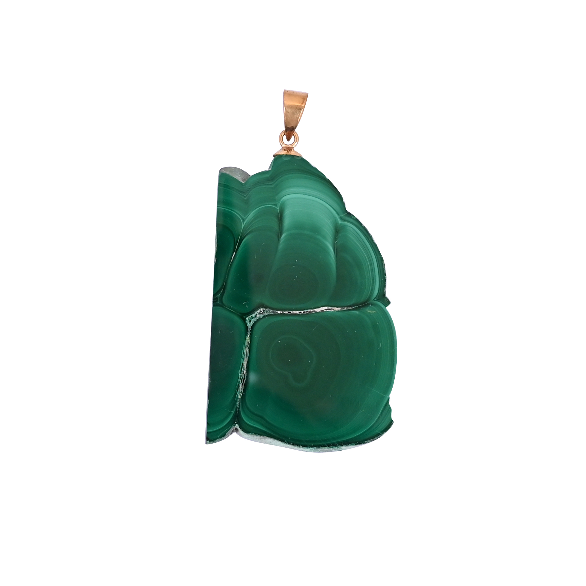 Natural Malachite Stalactite Brass 255gm Unique Green Stone Pendant