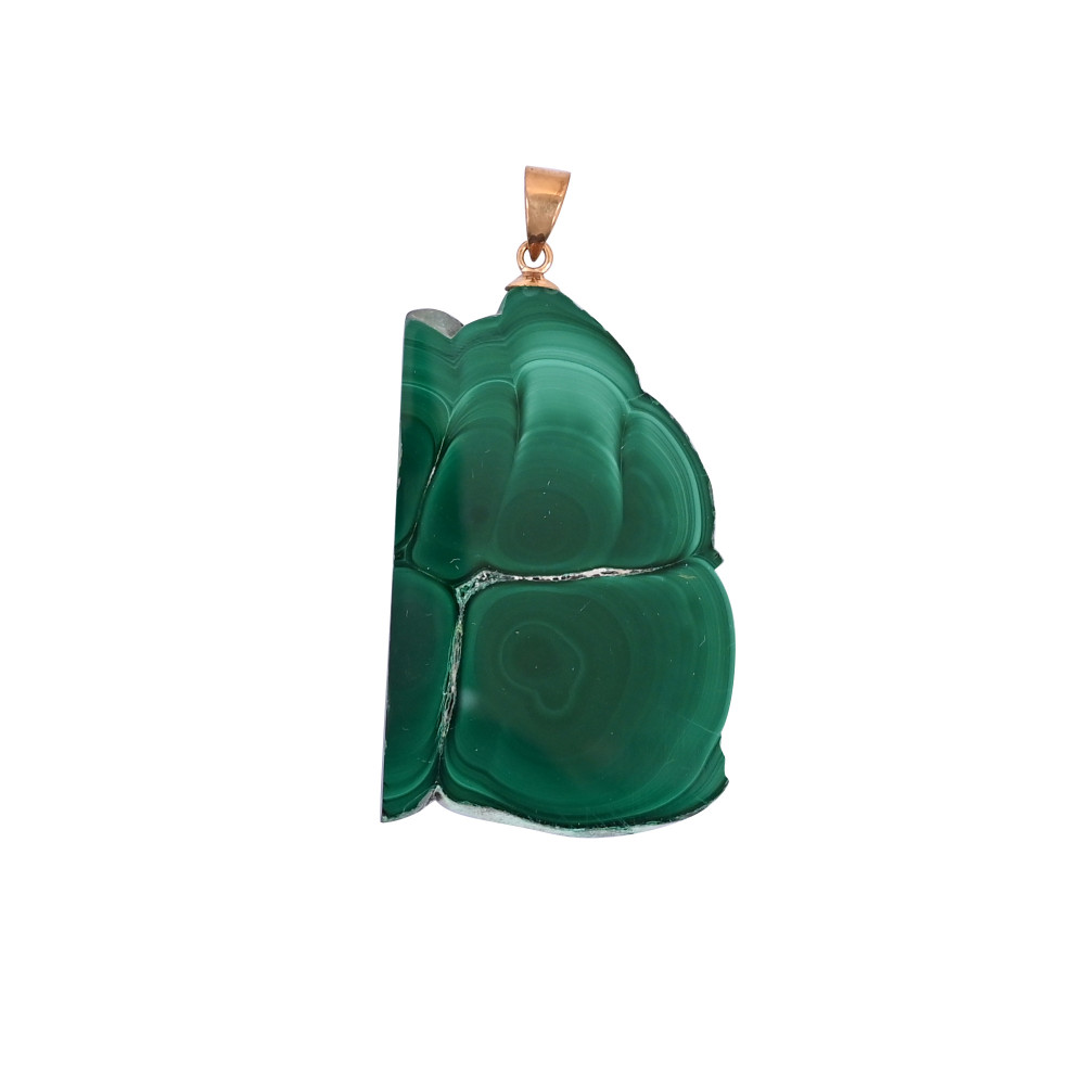 Image of Natural Malachite Stalactite Brass  25.5gm Unique Green Stone Pendant