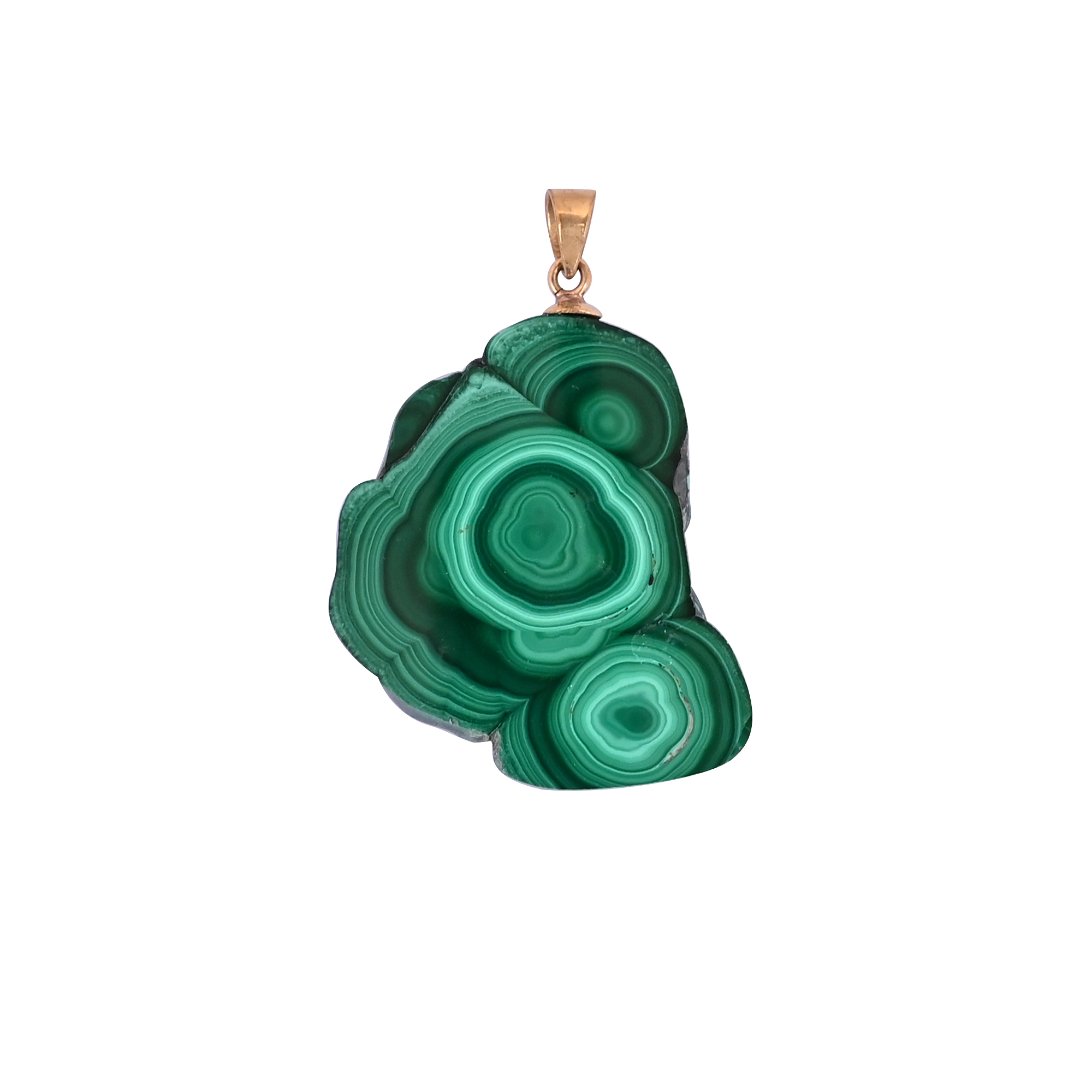 Natural Malachite Stalactite Brass 146 gm Unique Green Stone Pendant