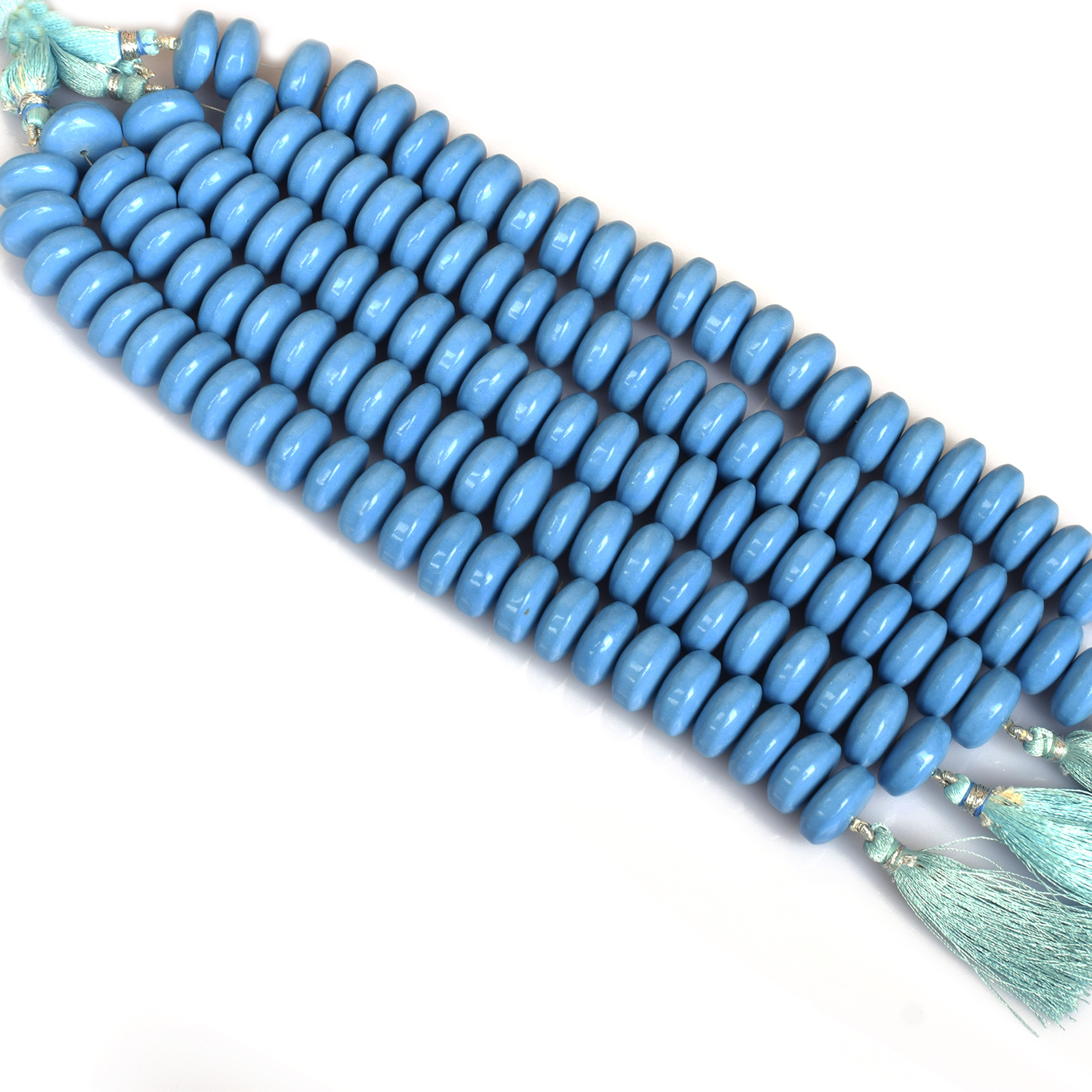 ynthetic Blue Turquoise 16 x 8mm Smooth Rondelle Loose Gemstone Beads 8 Inches Strand