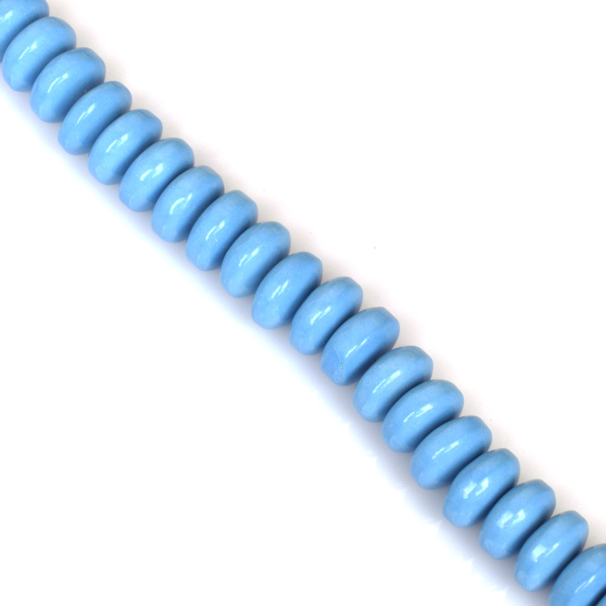 ynthetic Blue Turquoise 16 x 8mm Smooth Rondelle Loose Gemstone Beads 8 Inches Strand