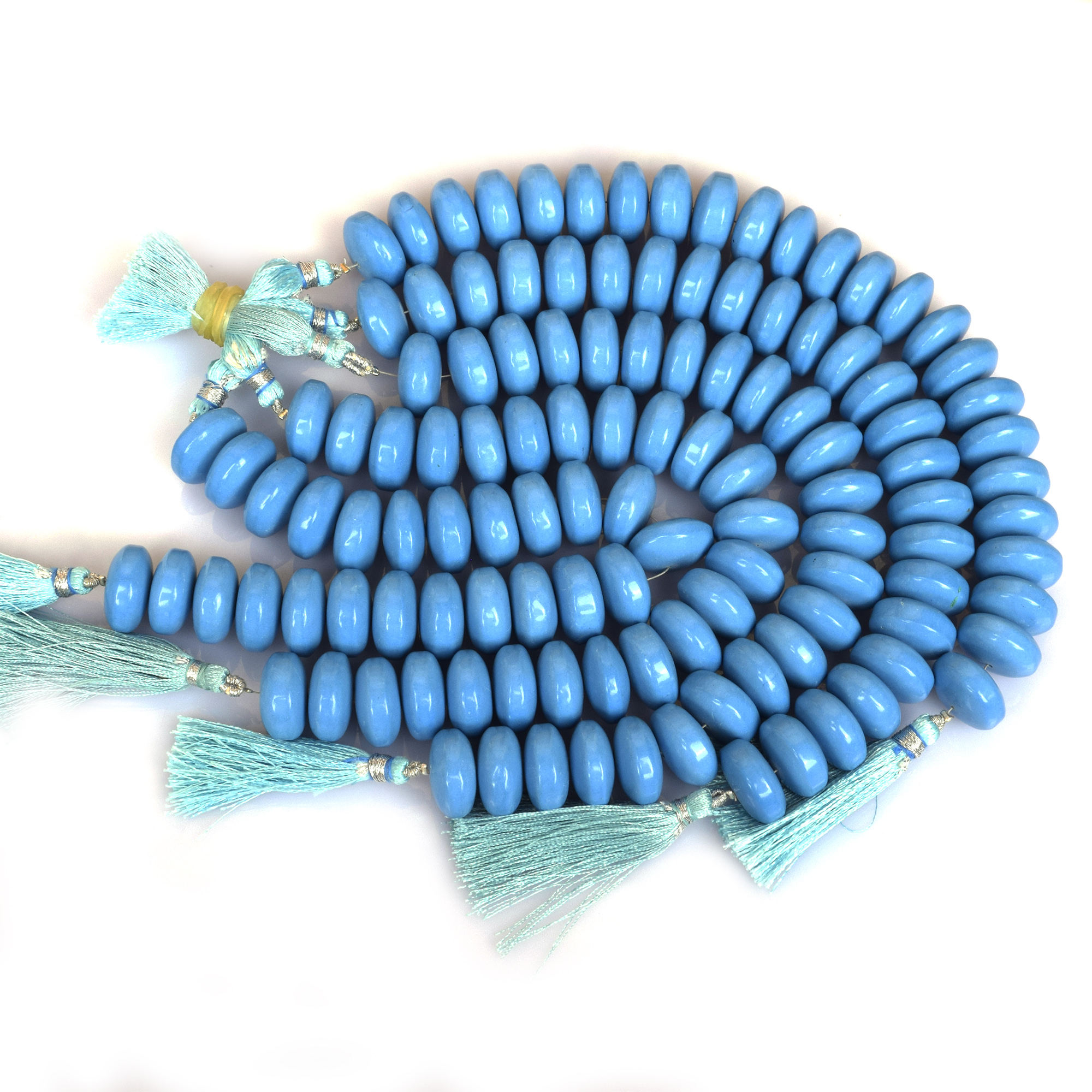 ynthetic Blue Turquoise 16 x 8mm Smooth Rondelle Loose Gemstone Beads 8 Inches Strand