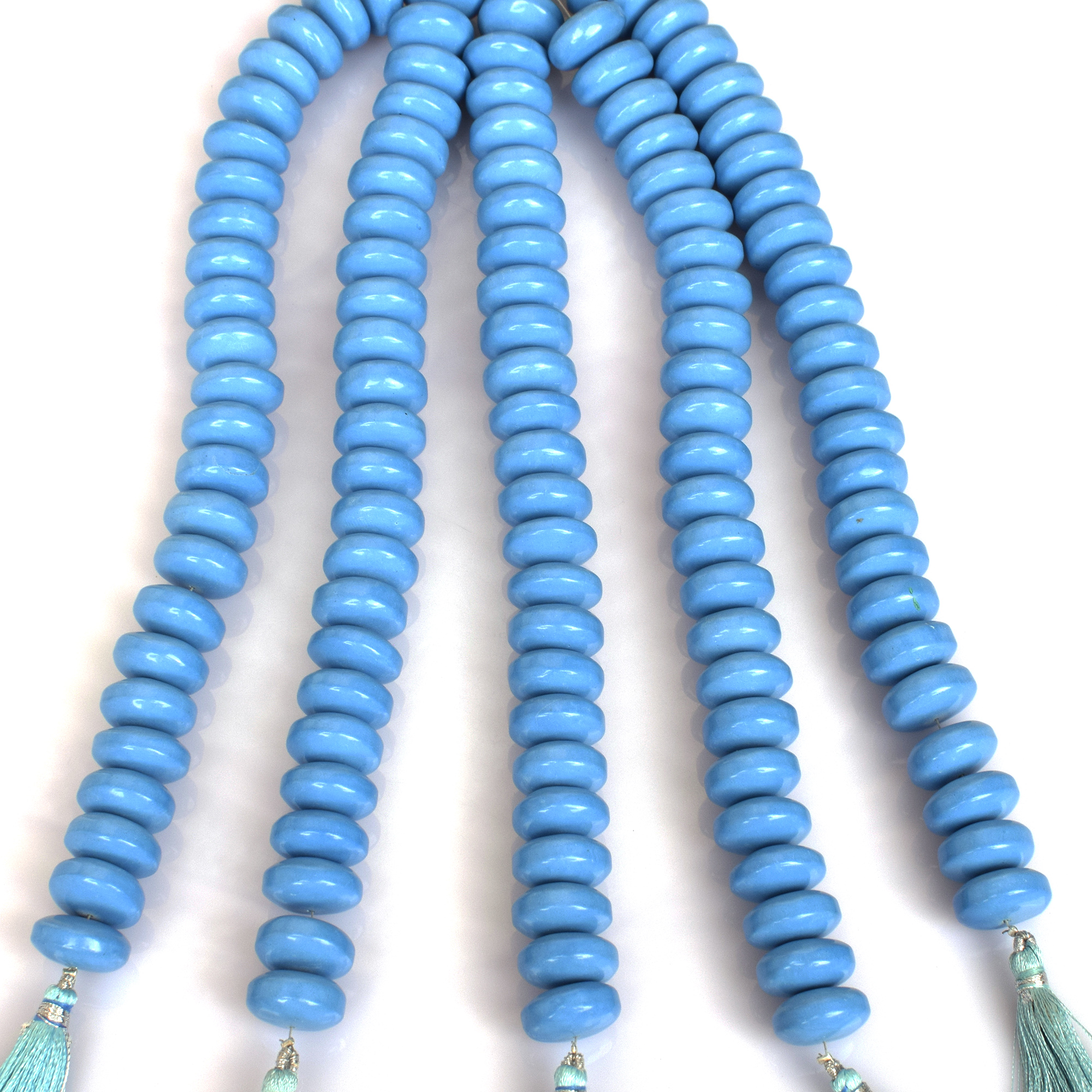 ynthetic Blue Turquoise 16 x 8mm Smooth Rondelle Loose Gemstone Beads 8 Inches Strand