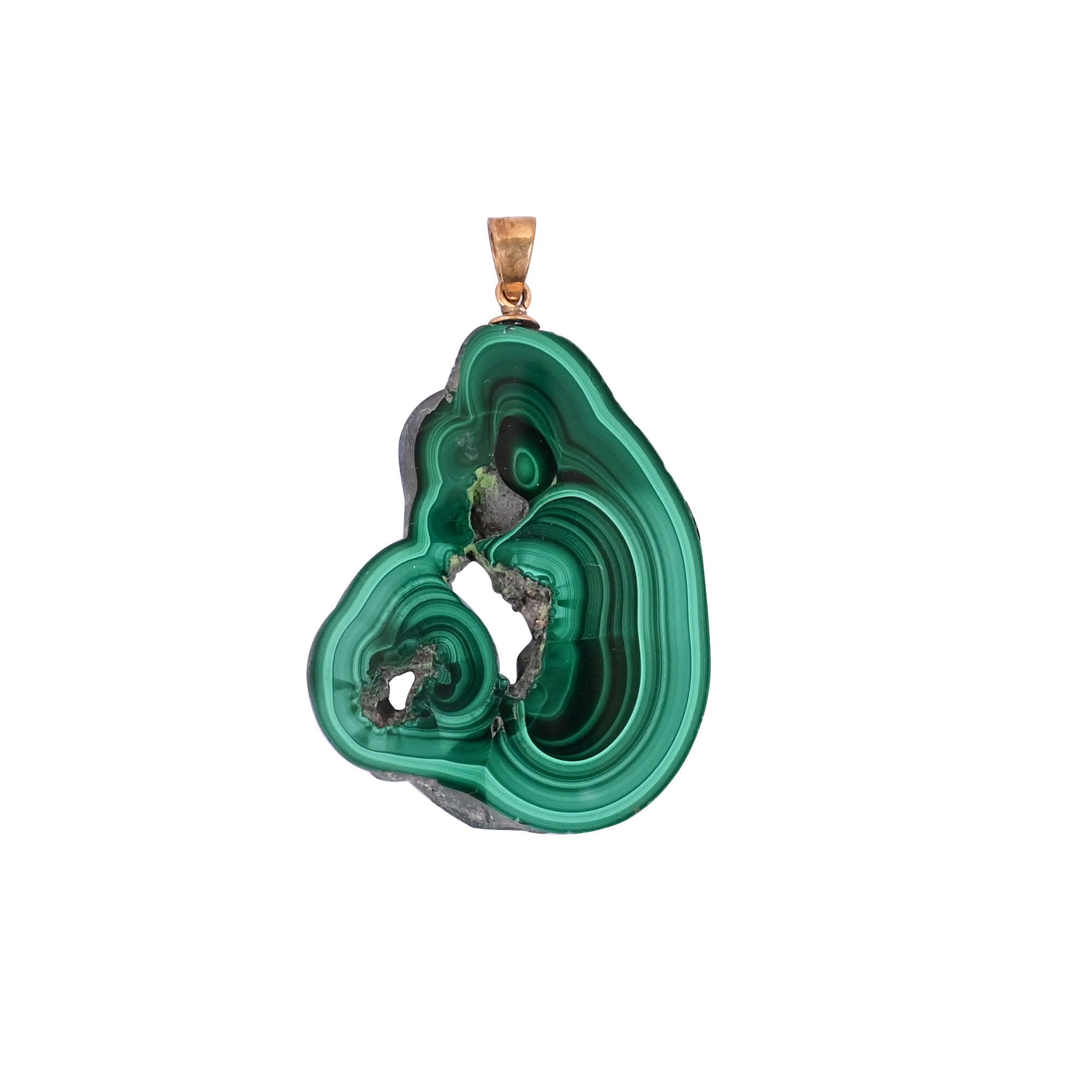 Natural Malachite Stalactite Brass Pendant 1770 gm Unique Stone Jewelry