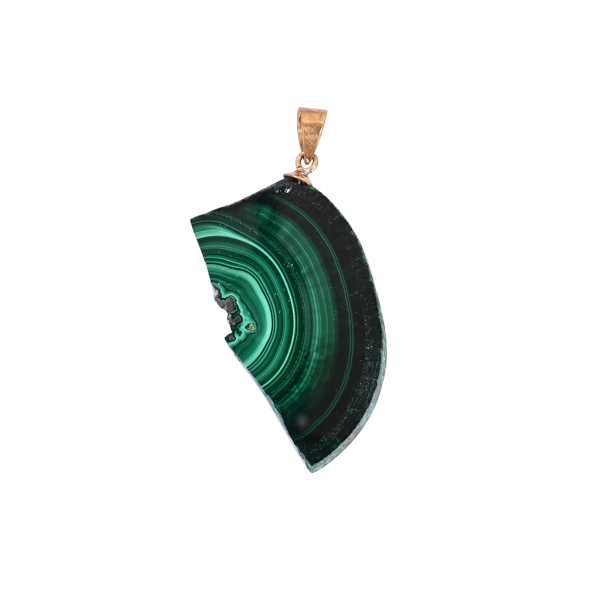 Natural Malachite Stalactite Brass Pendant 137gm Unique Stone Jewelry