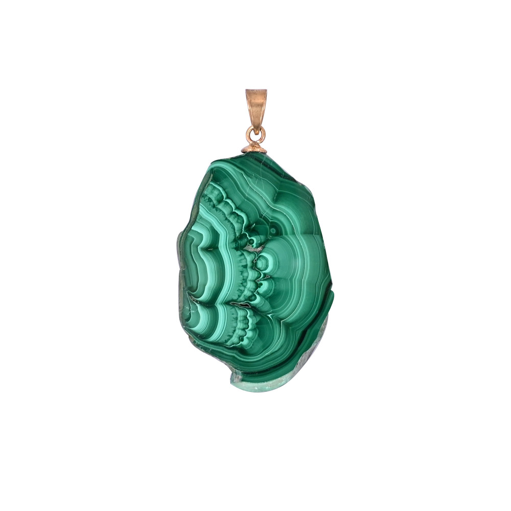 Image of Natural Malachite Stalactite Brass  16.76 gm Unique Green Stone Pendant