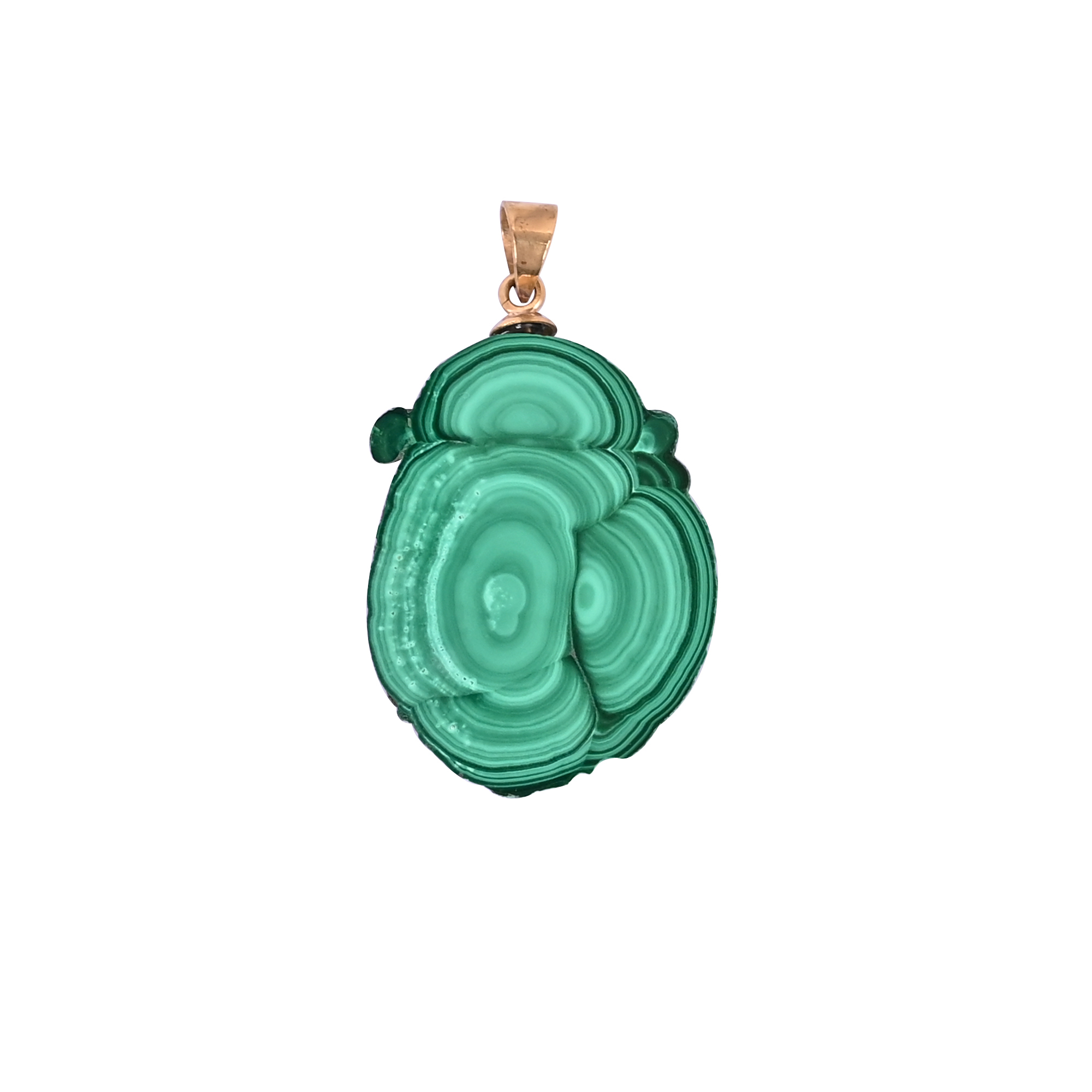 Natural Malachite Stalactite Brass 78 gm Unique Green Stone Pendant