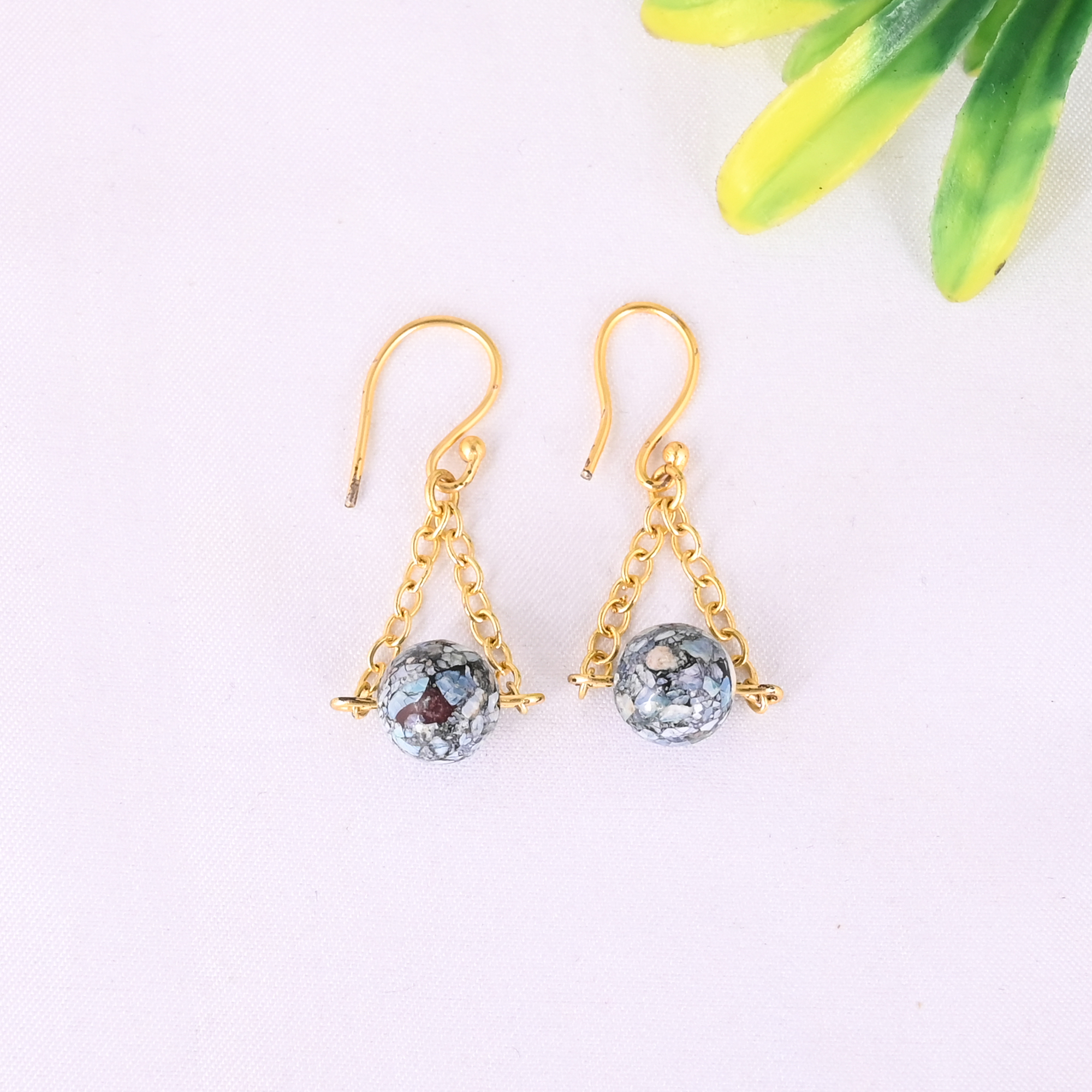 Natural Ethiopian Opal Copper 925 Sterling Silver Gold Plated Minimalist Drop Earrings for Women
