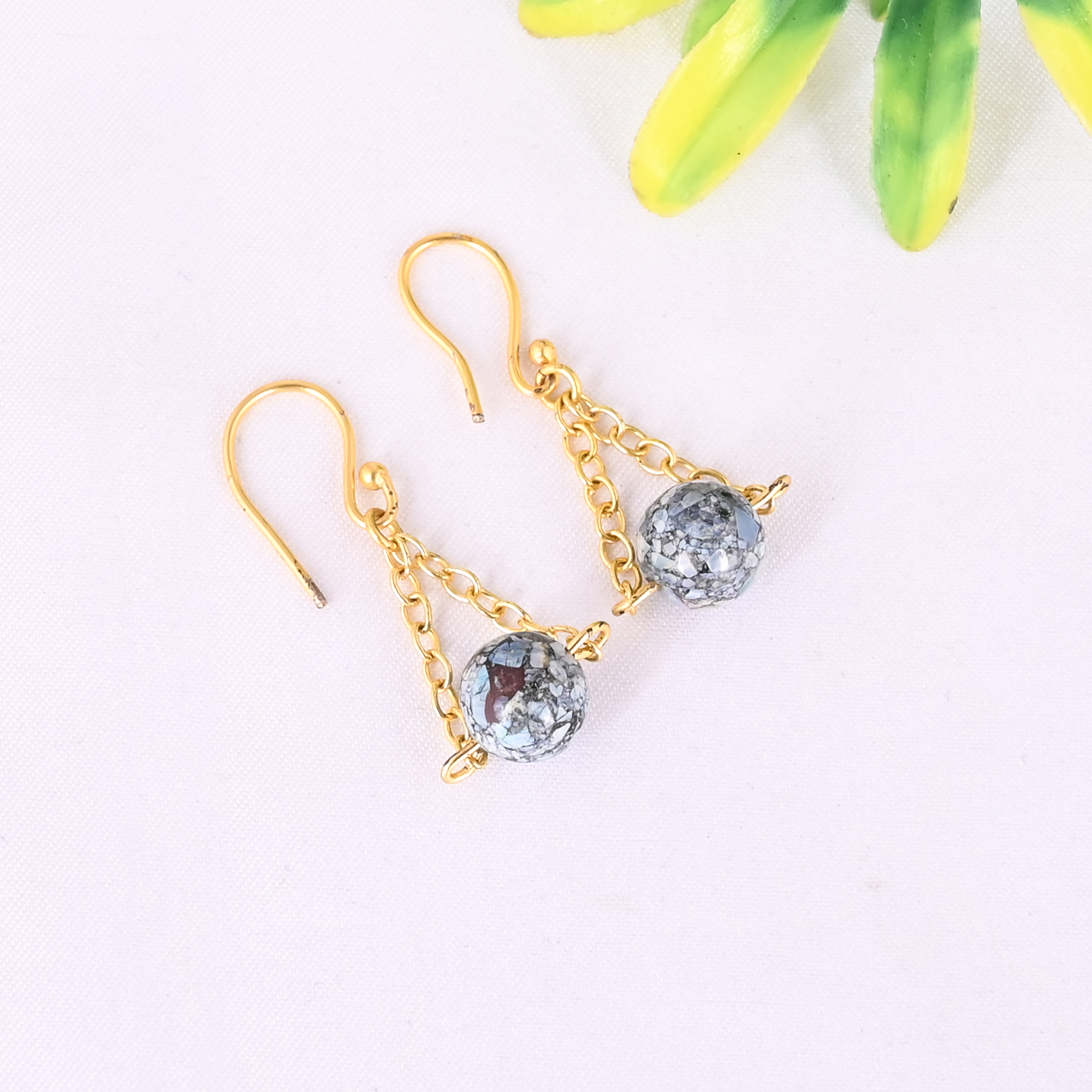 Natural Ethiopian Opal Copper 925 Sterling Silver Gold Plated Minimalist Drop Earrings for Women