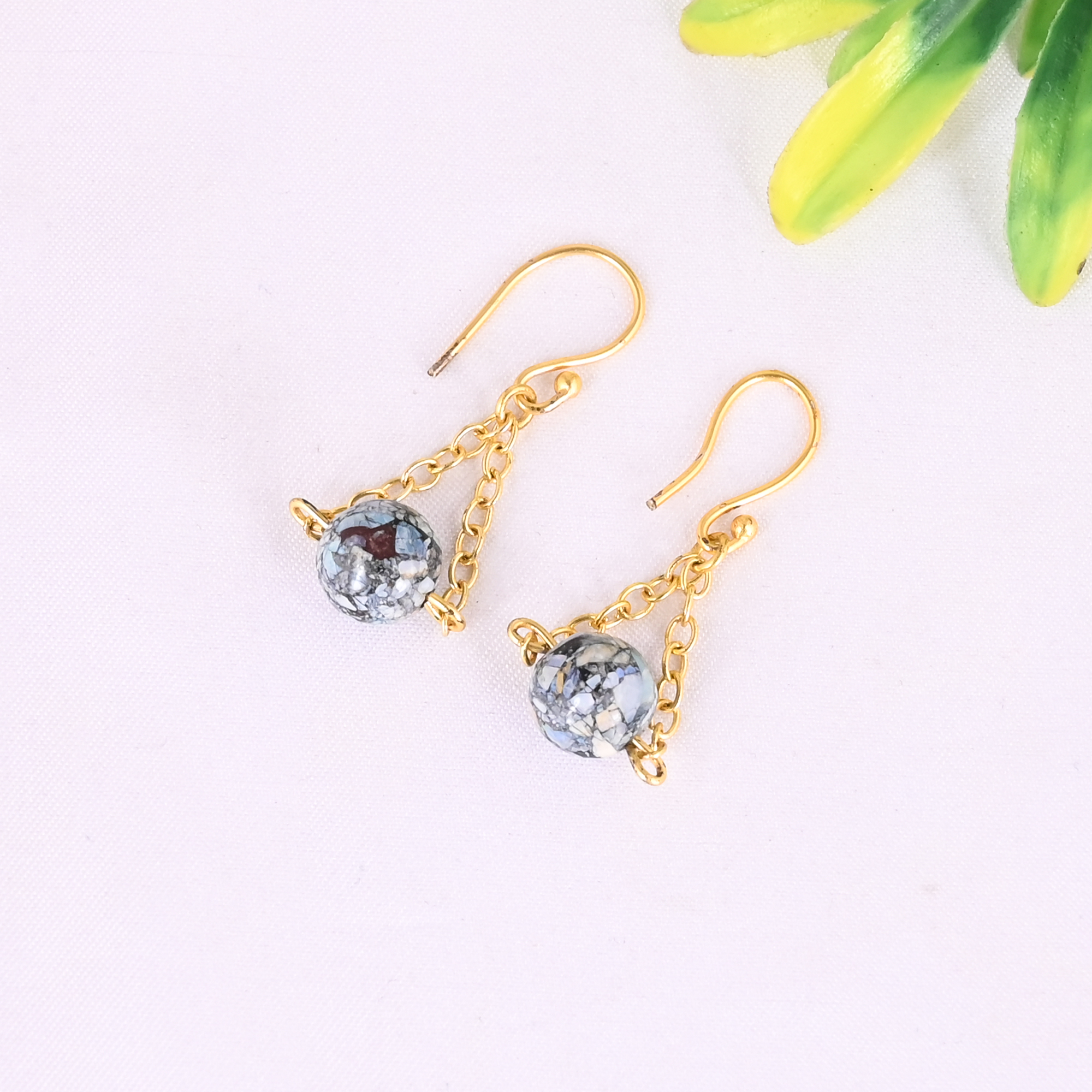 Natural Ethiopian Opal Copper 925 Sterling Silver Gold Plated Minimalist Drop Earrings for Women