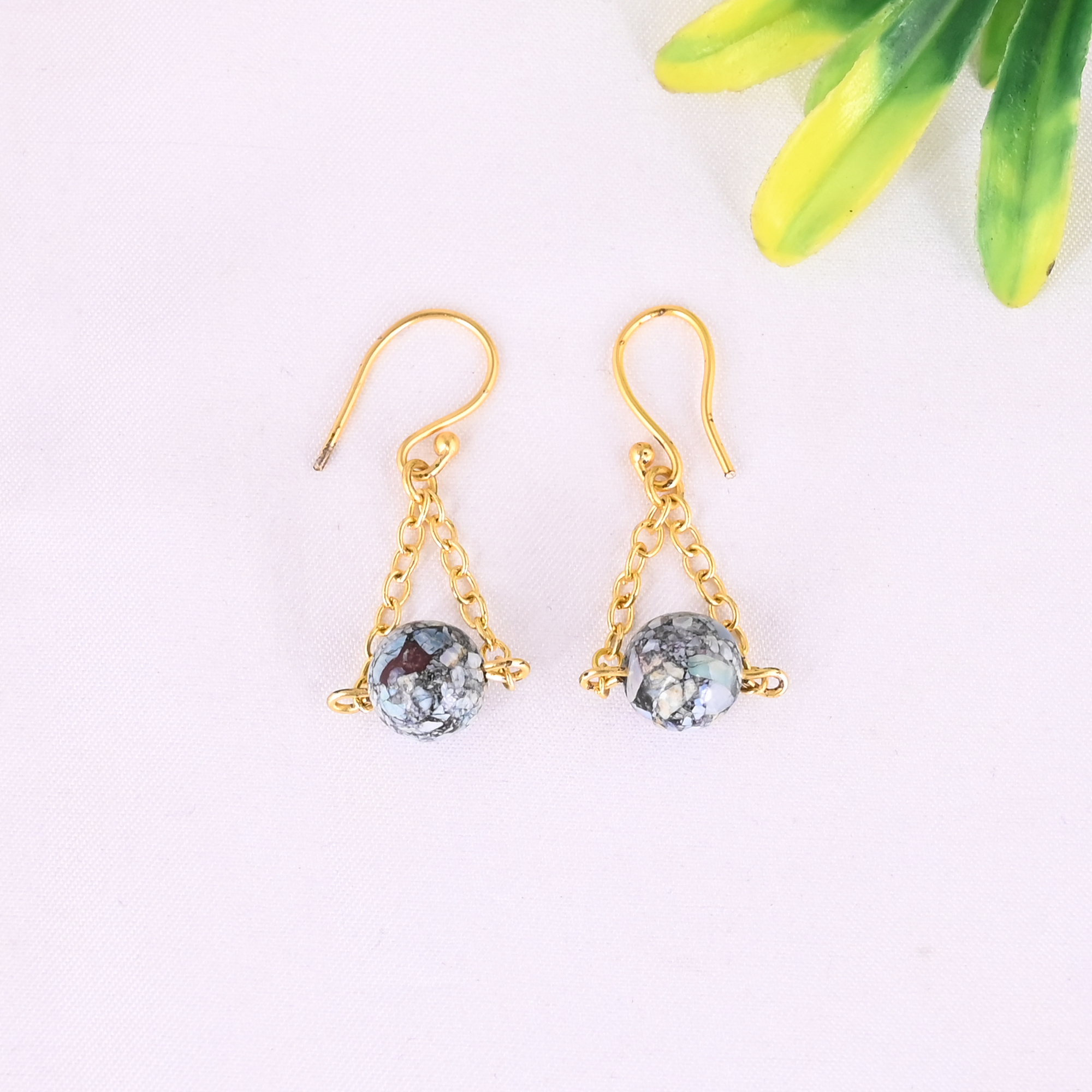 Natural Ethiopian Opal Copper 925 Sterling Silver Gold Plated Minimalist Drop Earrings for Women