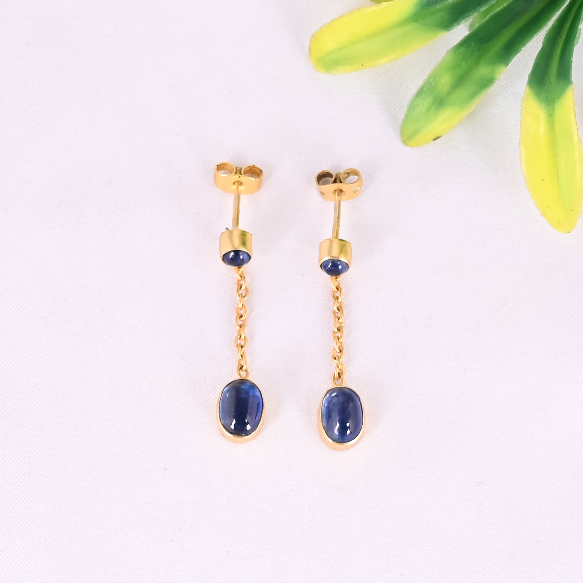 Natural Blue Kyanite Gemstone 925 Sterling Silver Minimalist Gold Plated Drop Earrings