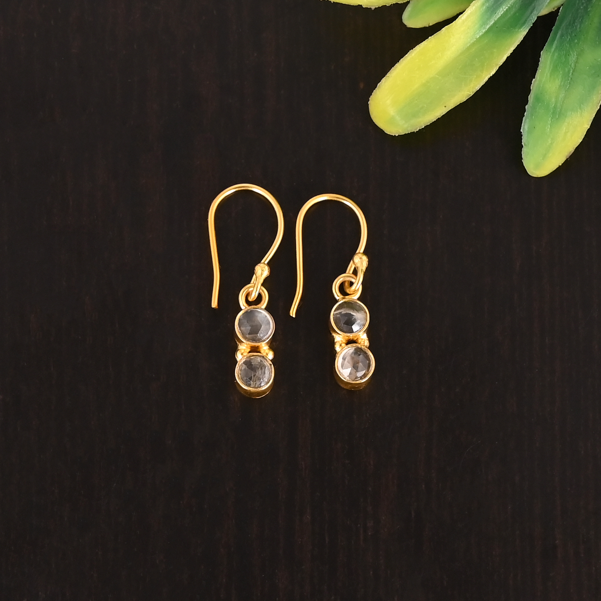 Natural Lemon Quartz Gemstone 925 Sterling Silver Minimalist Gold Plated Earrings