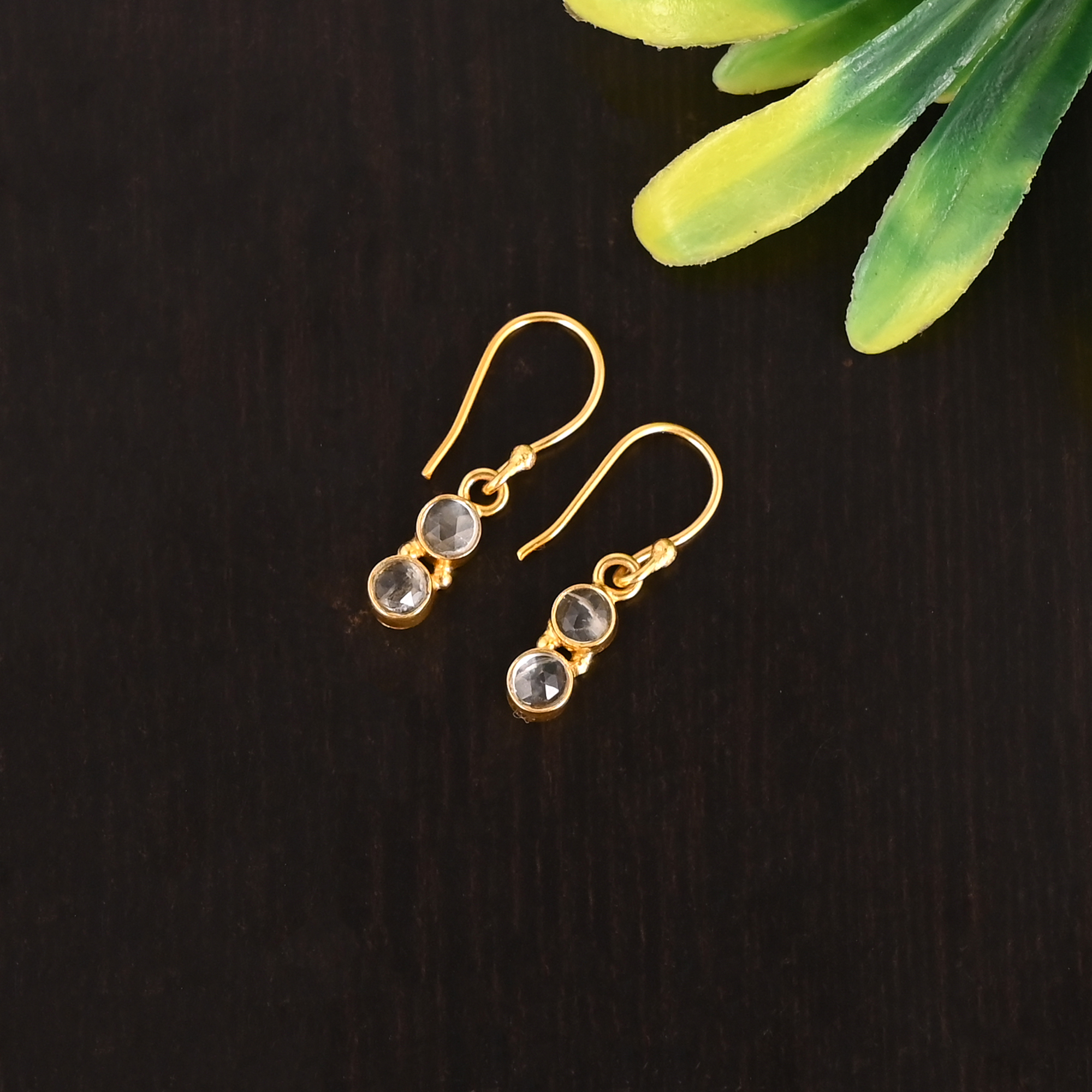 Natural Lemon Quartz Gemstone 925 Sterling Silver Minimalist Gold Plated Earrings