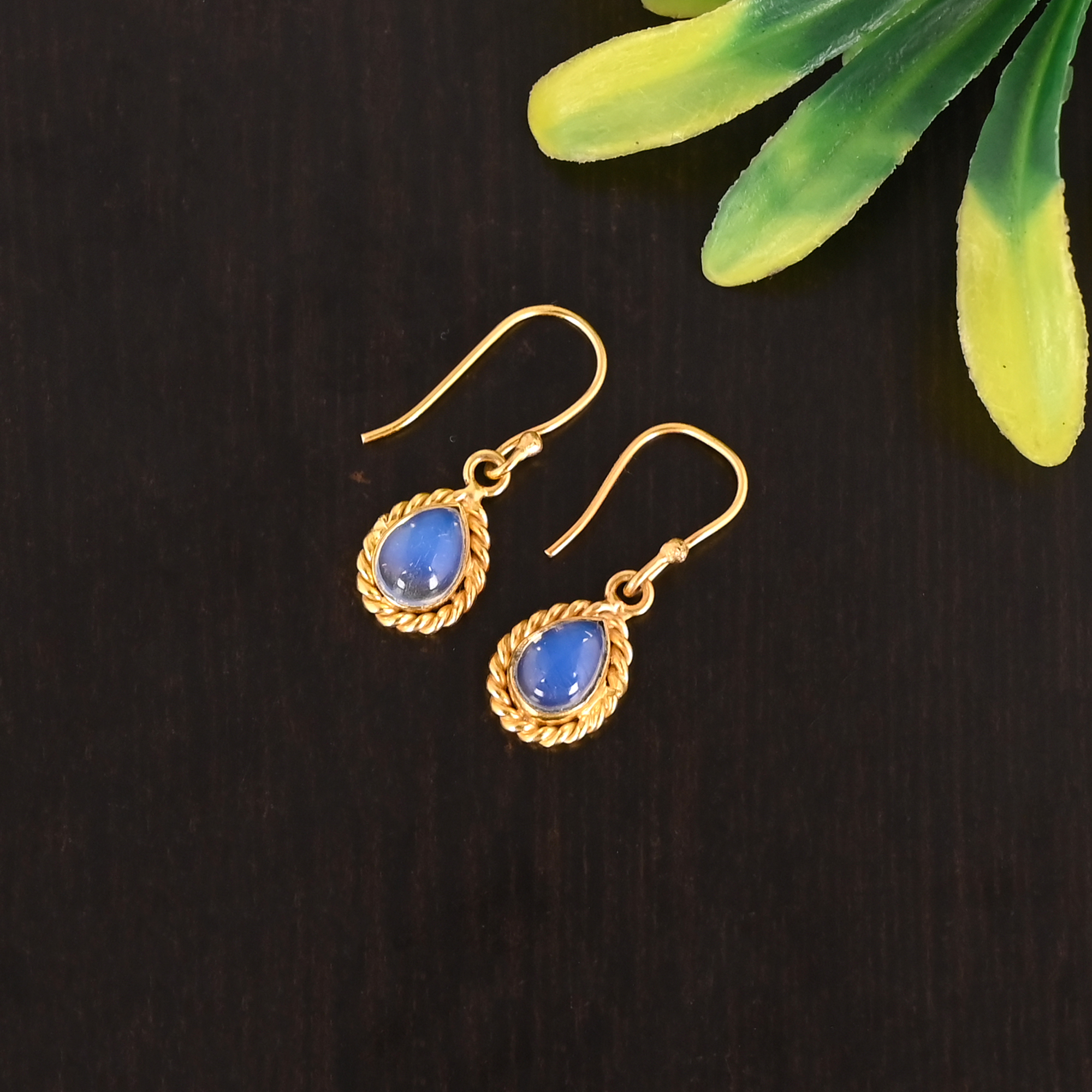 Natural Opalite Gemstone 925 Sterling Silver Gold Plated Minimalist Dangle Earrings for Women