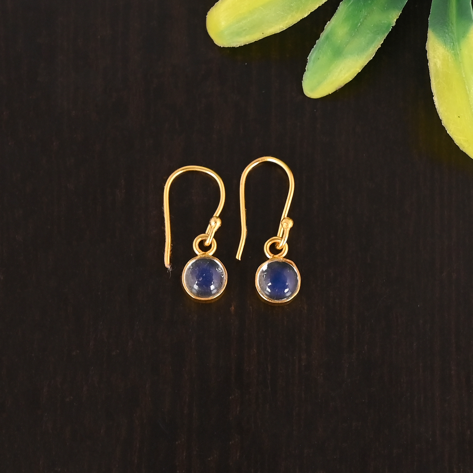 925 Sterling Silver Crystal Gemstone Elegant Gold Plated Dangle Earrings for Women