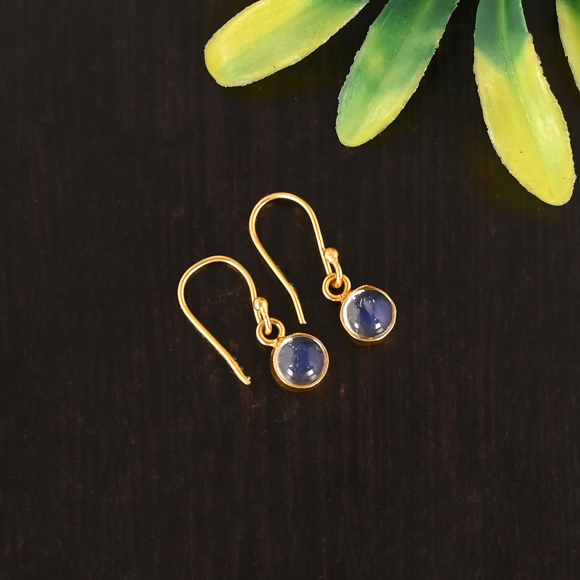 925 Sterling Silver Crystal Gemstone Elegant Gold Plated Dangle Earrings for Women