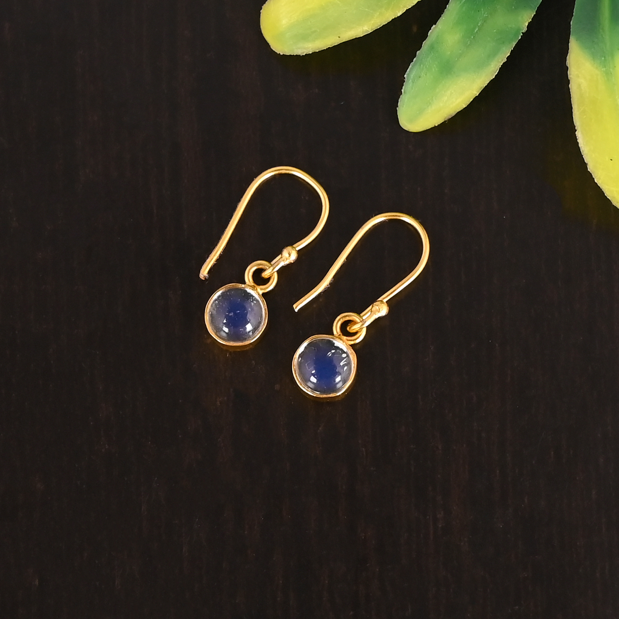 925 Sterling Silver Crystal Gemstone Elegant Gold Plated Dangle Earrings for Women