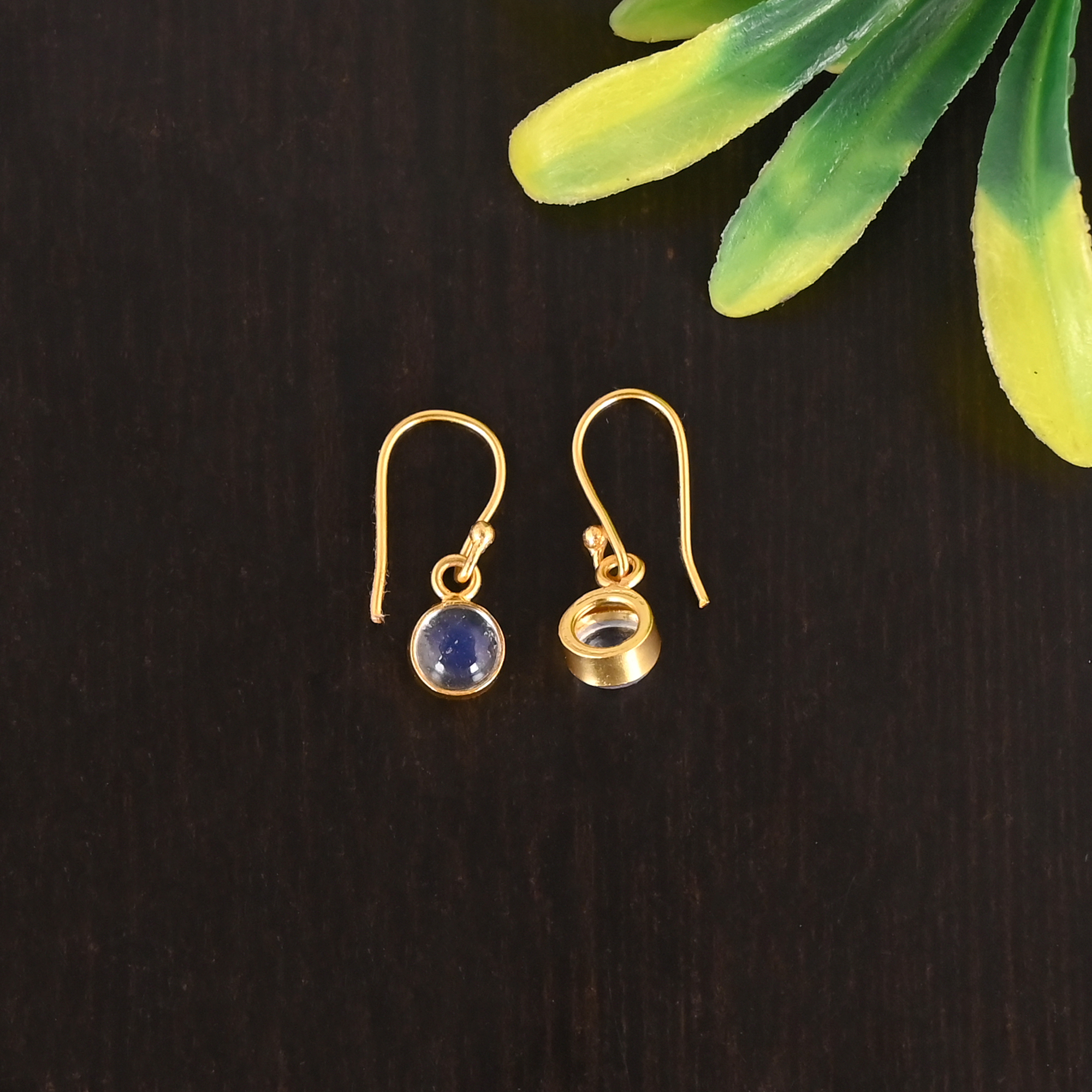 925 Sterling Silver Crystal Gemstone Elegant Gold Plated Dangle Earrings for Women