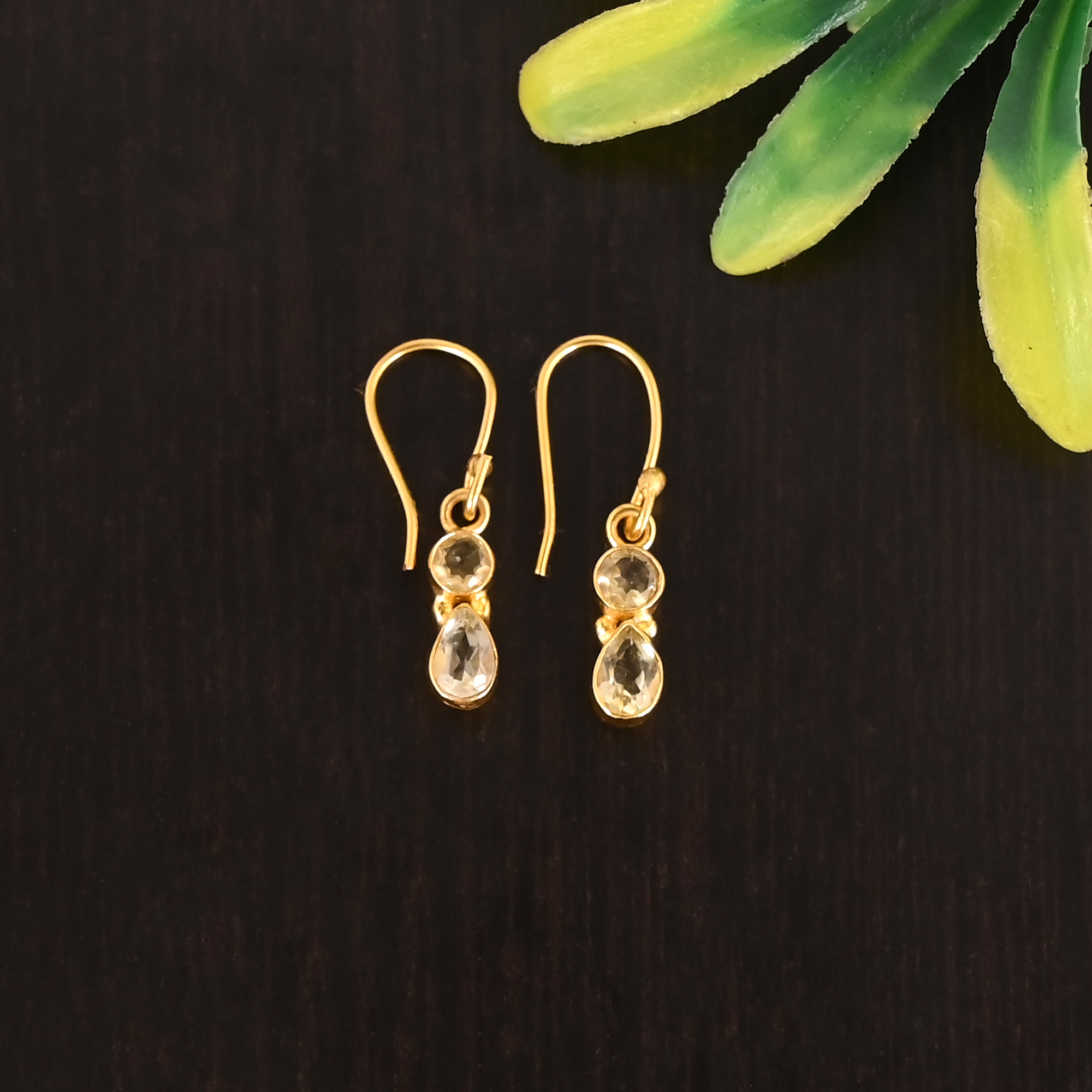 Natural Lemon Quartz Gemstone 925 Sterling Silver Dangle Earrings for Women