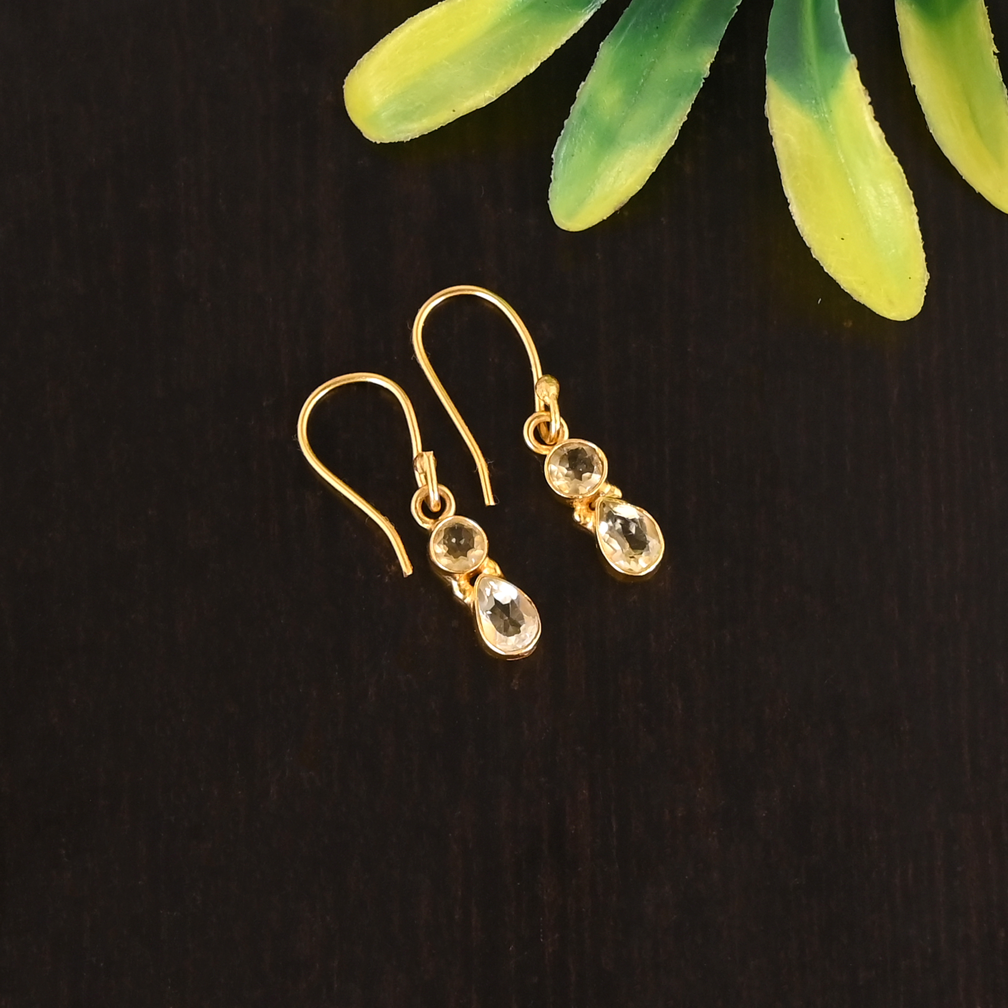 Natural Lemon Quartz Gemstone 925 Sterling Silver Dangle Earrings for Women