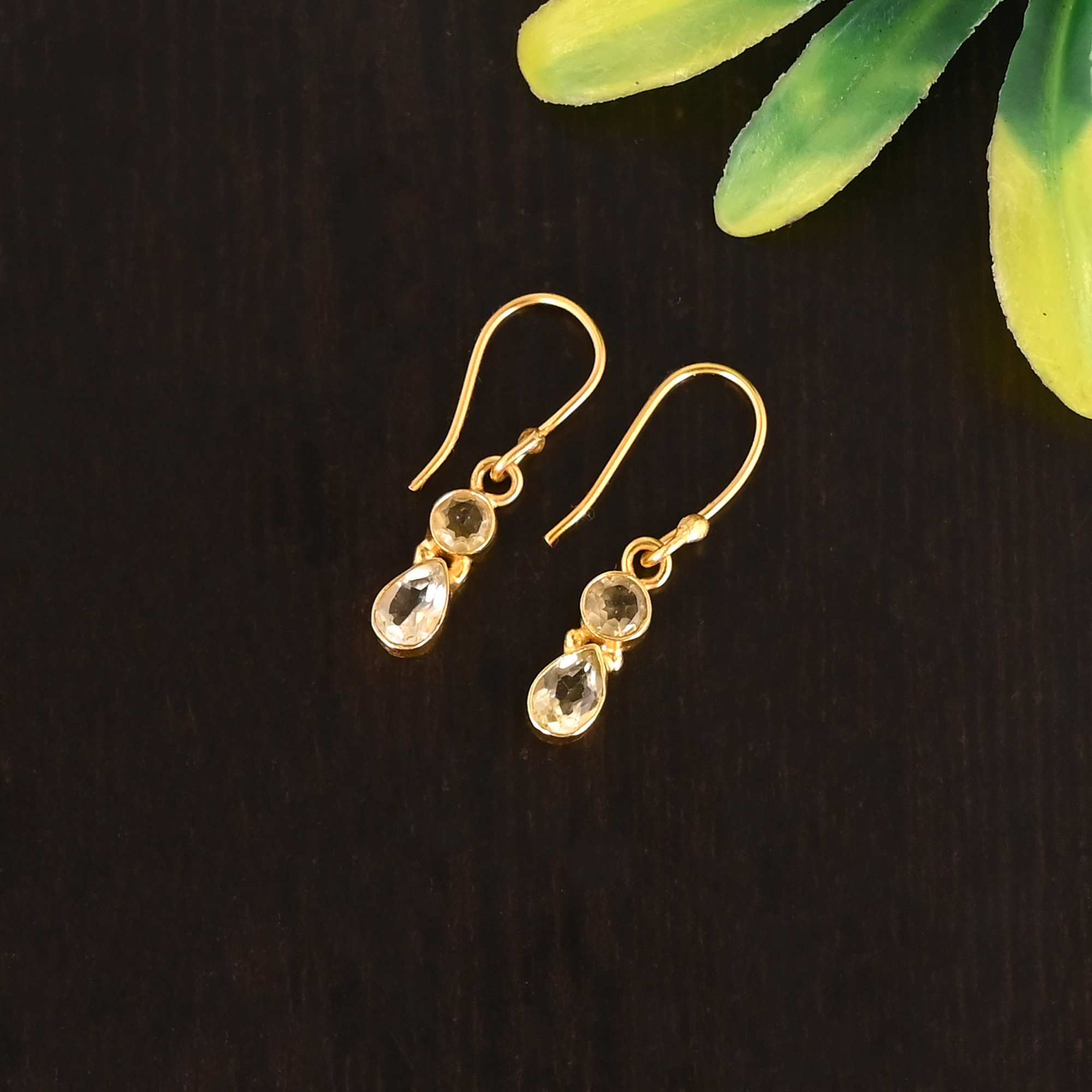 Natural Lemon Quartz Gemstone 925 Sterling Silver Dangle Earrings for Women